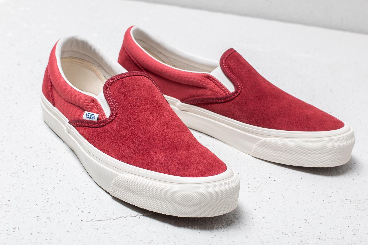 Men s shoes Vans OG Classic Slip On Suede Canvas Sun Dried Tomato Mineral Red Footshop