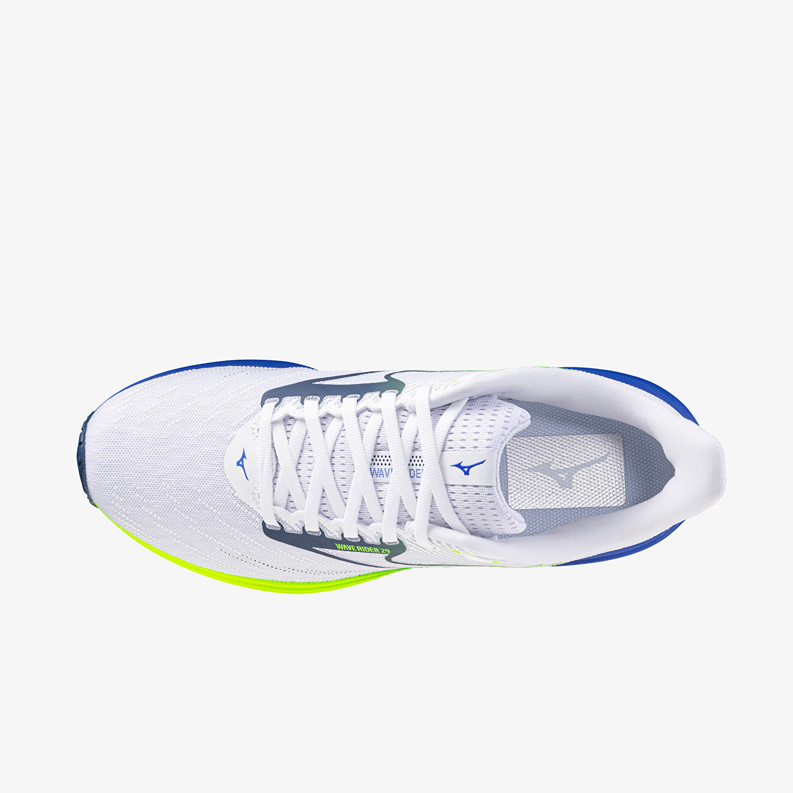 Мужская обувь Mizuno Wave Rider 29 (M) White/ Estate Blue/ Lightning Ye
