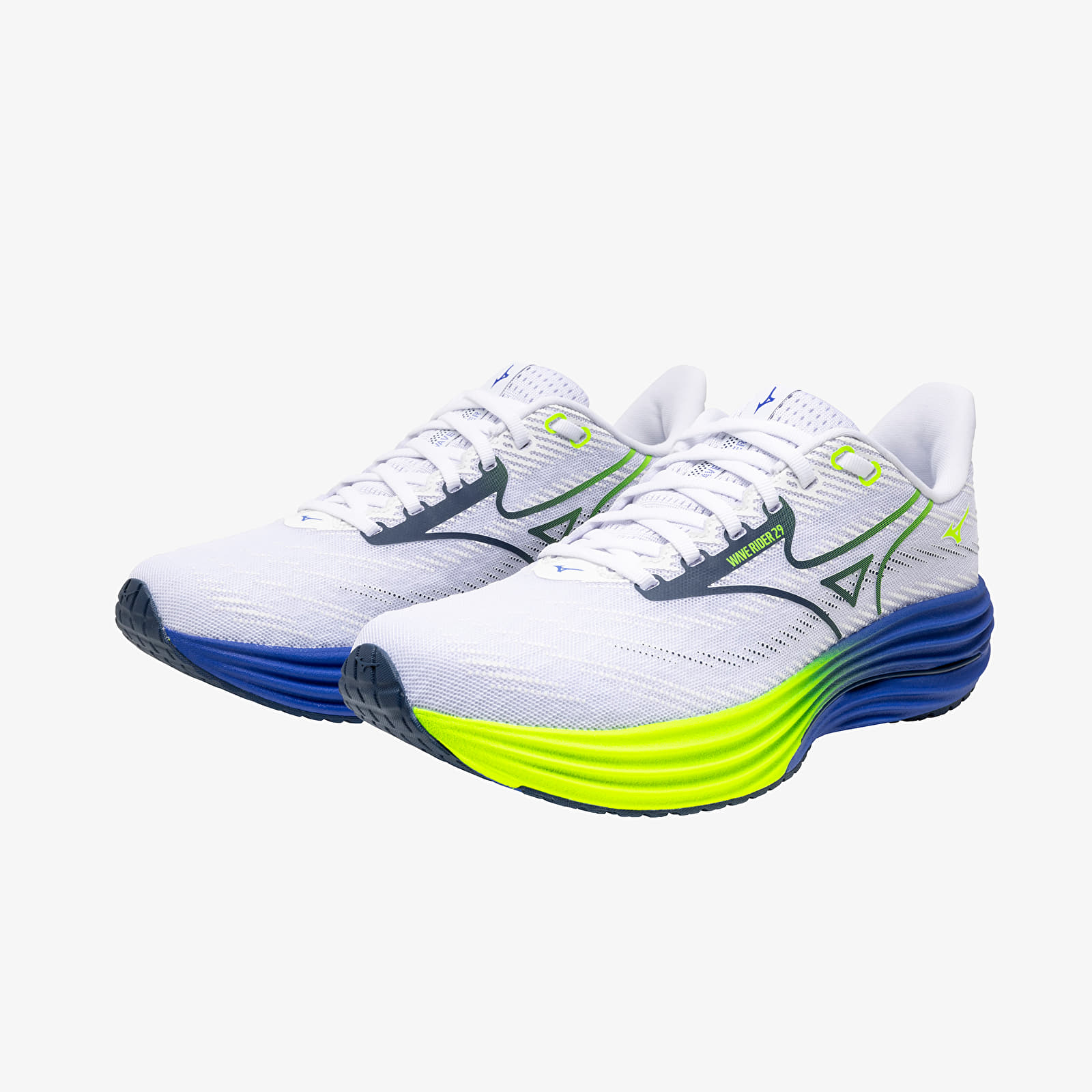 Мужская обувь Mizuno Wave Rider 29 (M) White/ Estate Blue/ Lightning Ye