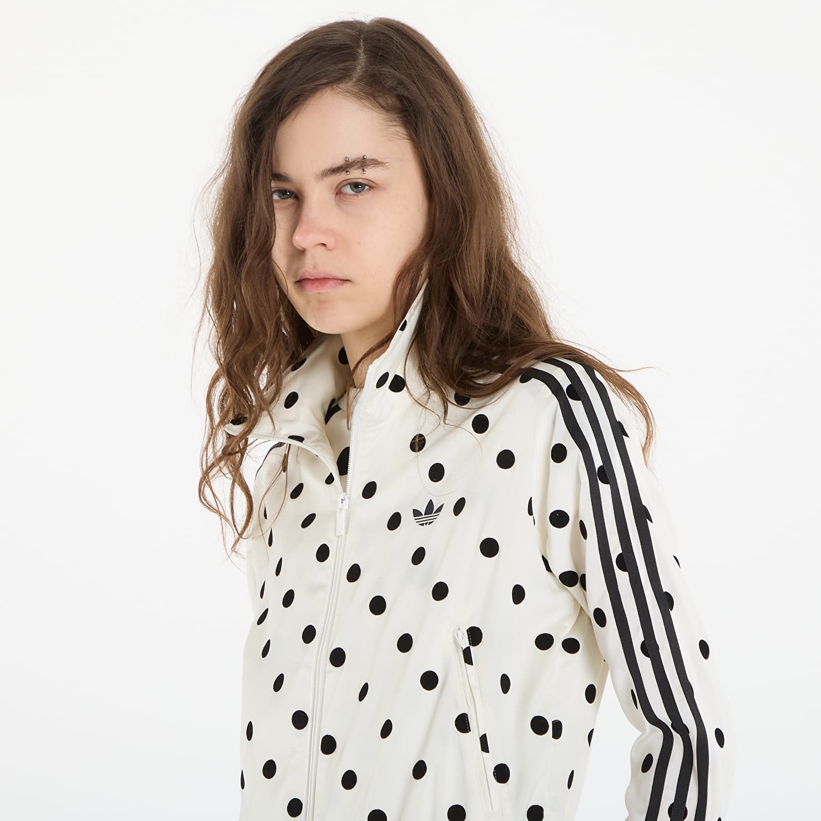 Hettegensere for kvinner adidas Satin Polka Dots Tt Track Top Off White
