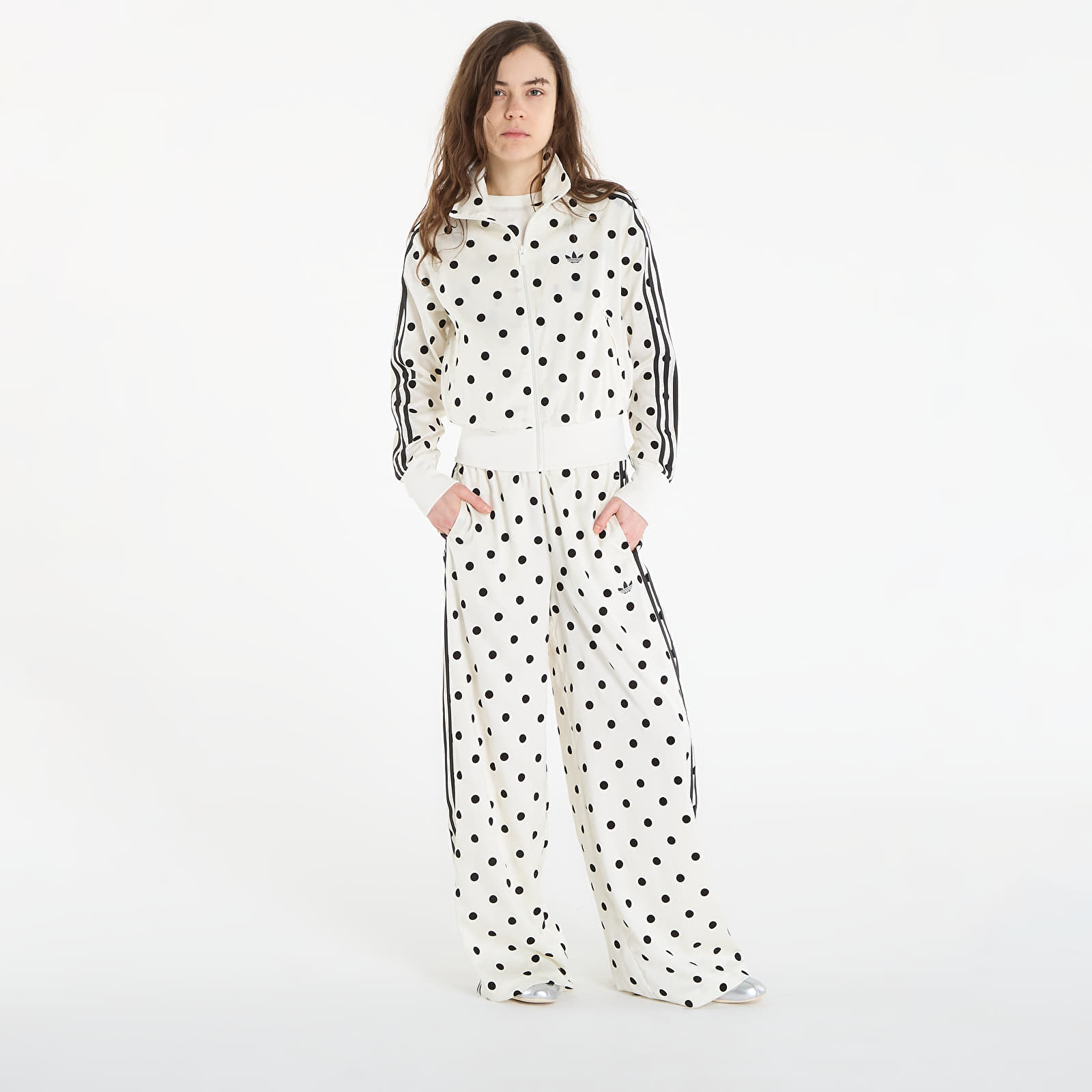 Hettegensere for kvinner adidas Satin Polka Dots Tt Track Top Off White