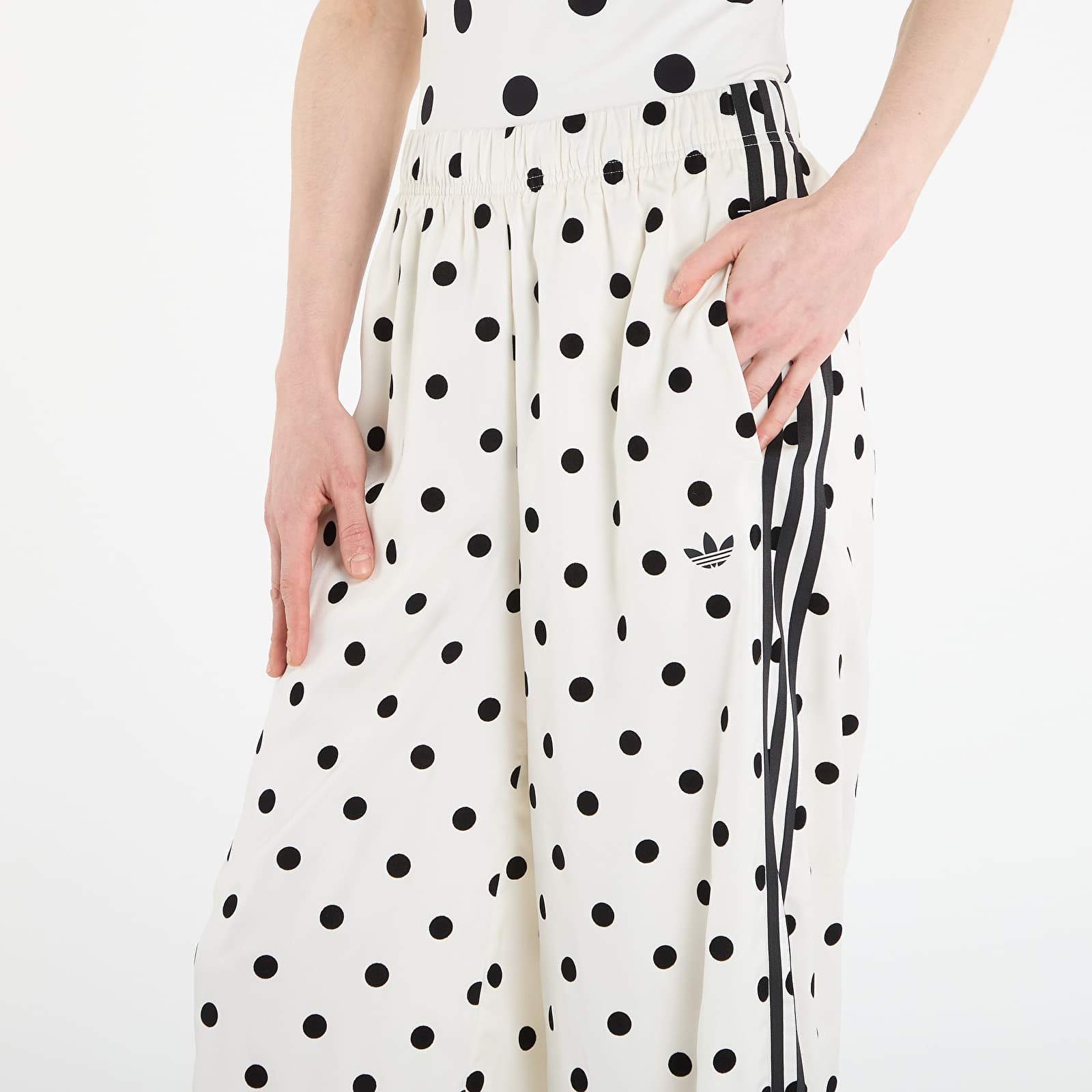 Damebukser adidas Satin Polka Dots Wide Leg Pant Off White