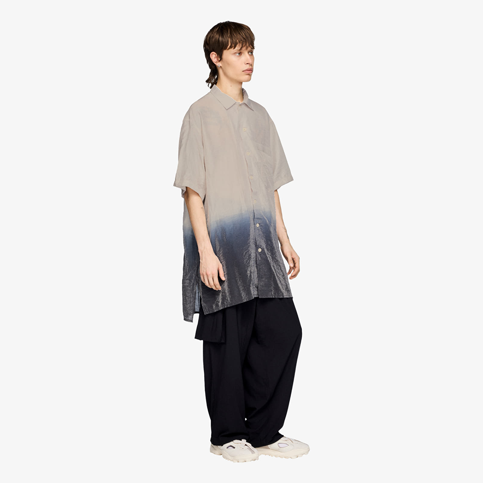 Рубашки Y-3 Dip Dye Short Sleeve Long Shirt Alumina
