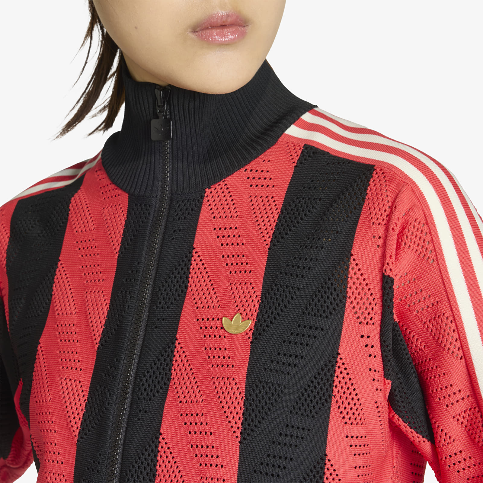 Sudaderas con capucha para mujer adidas Firebird Tracktop Black/ Semi Lucid Red