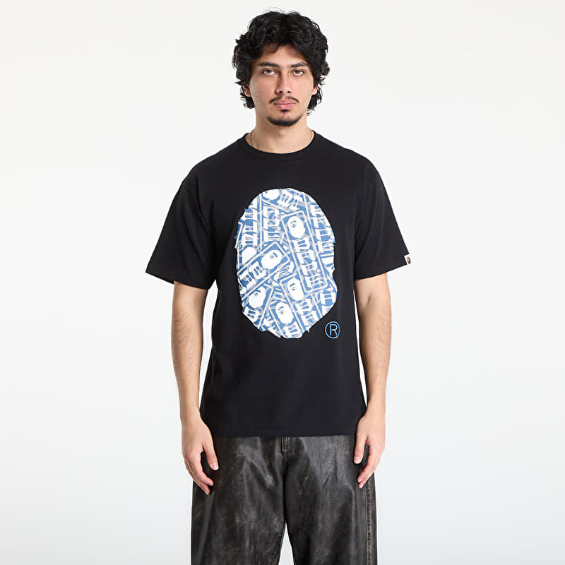 A BATHING APE Japanese Cloud Camo Label Tee UNISEX Black