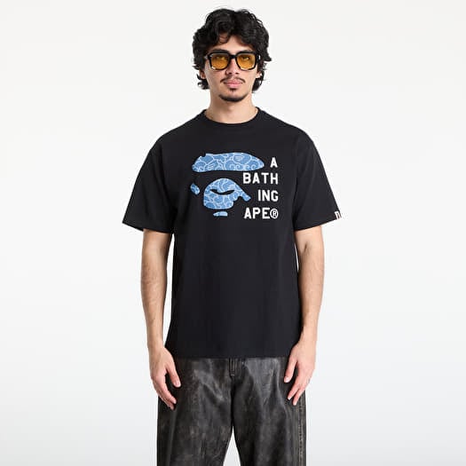 Tričko A BATHING APE Japanese Cloud Camo Bape Face Tag Tee UNISEX Black