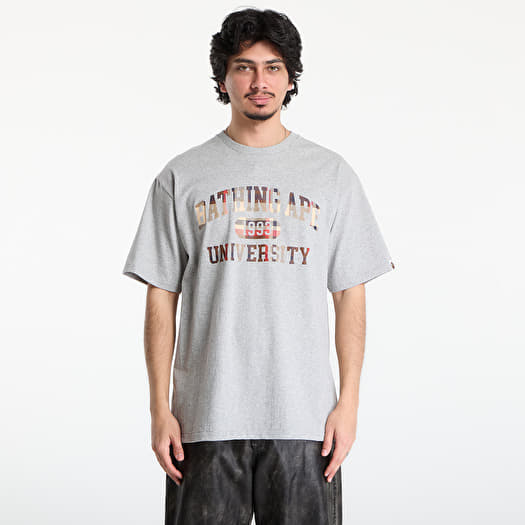 T-shirt A BATHING APE Bape Check University College Logo Tee UNISEX Gray