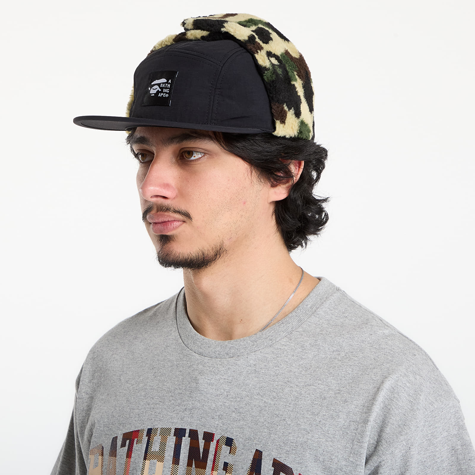 Caps A BATHING APE 1St Camo Puffy Flight Cap Black