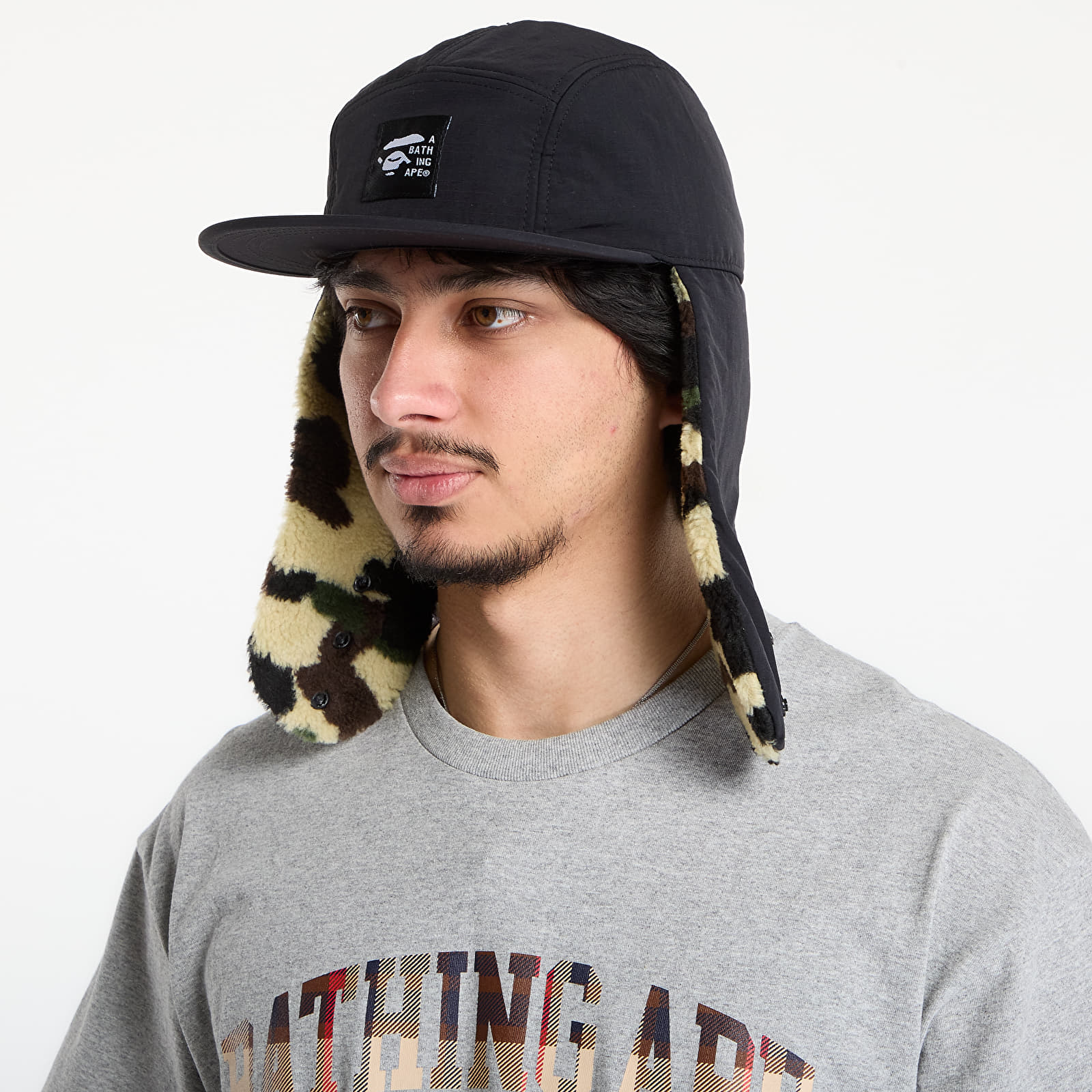 Caps A BATHING APE 1St Camo Puffy Flight Cap Black