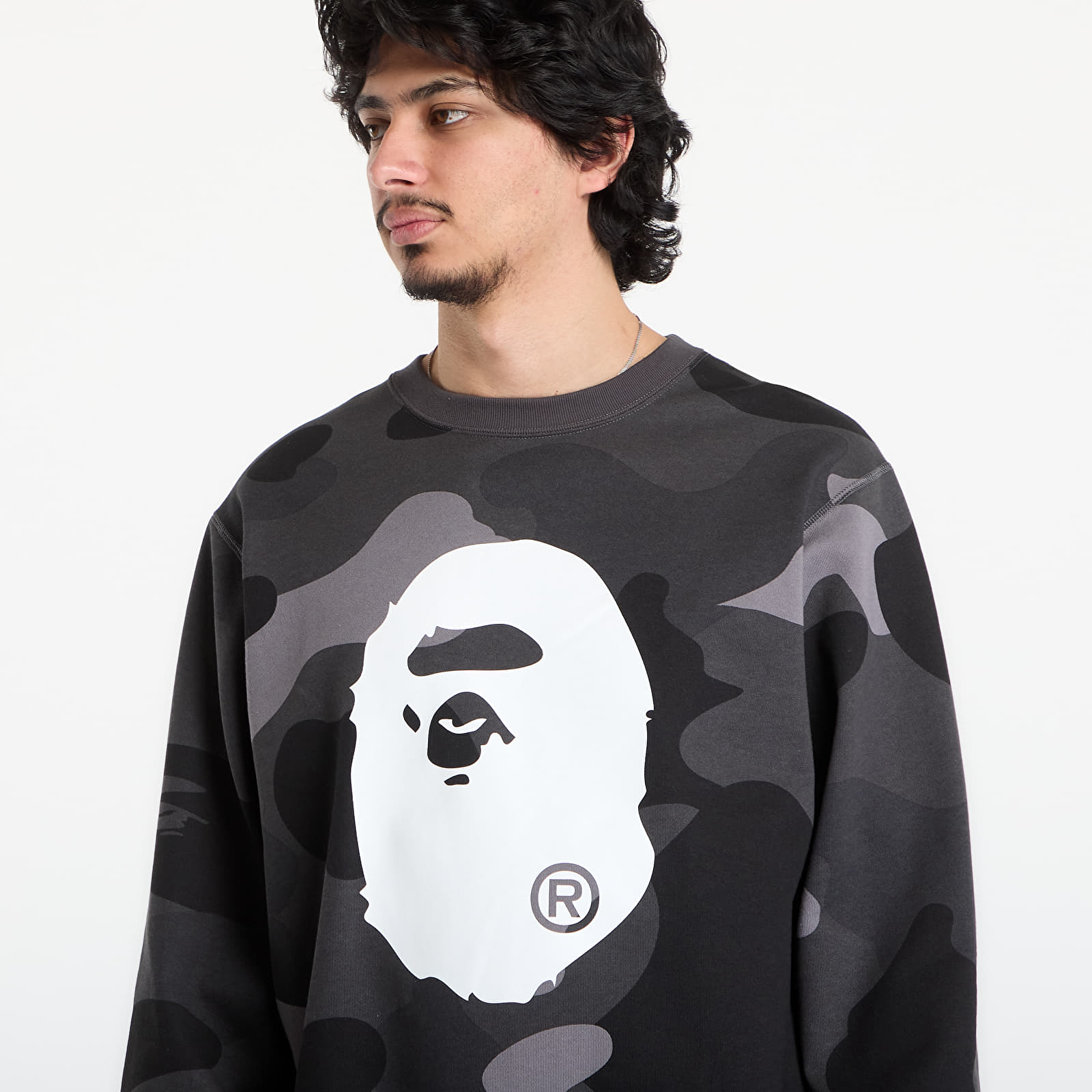 Mikiny A BATHING APE Mega Color Camo Big Ape Head Crewneck Sweatshirt UNISEX Black