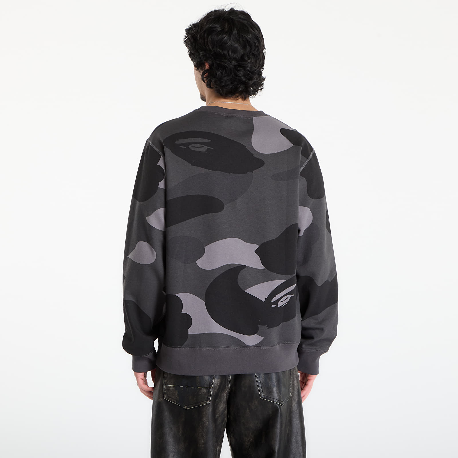 Mikiny A BATHING APE Mega Color Camo Big Ape Head Crewneck Sweatshirt UNISEX Black
