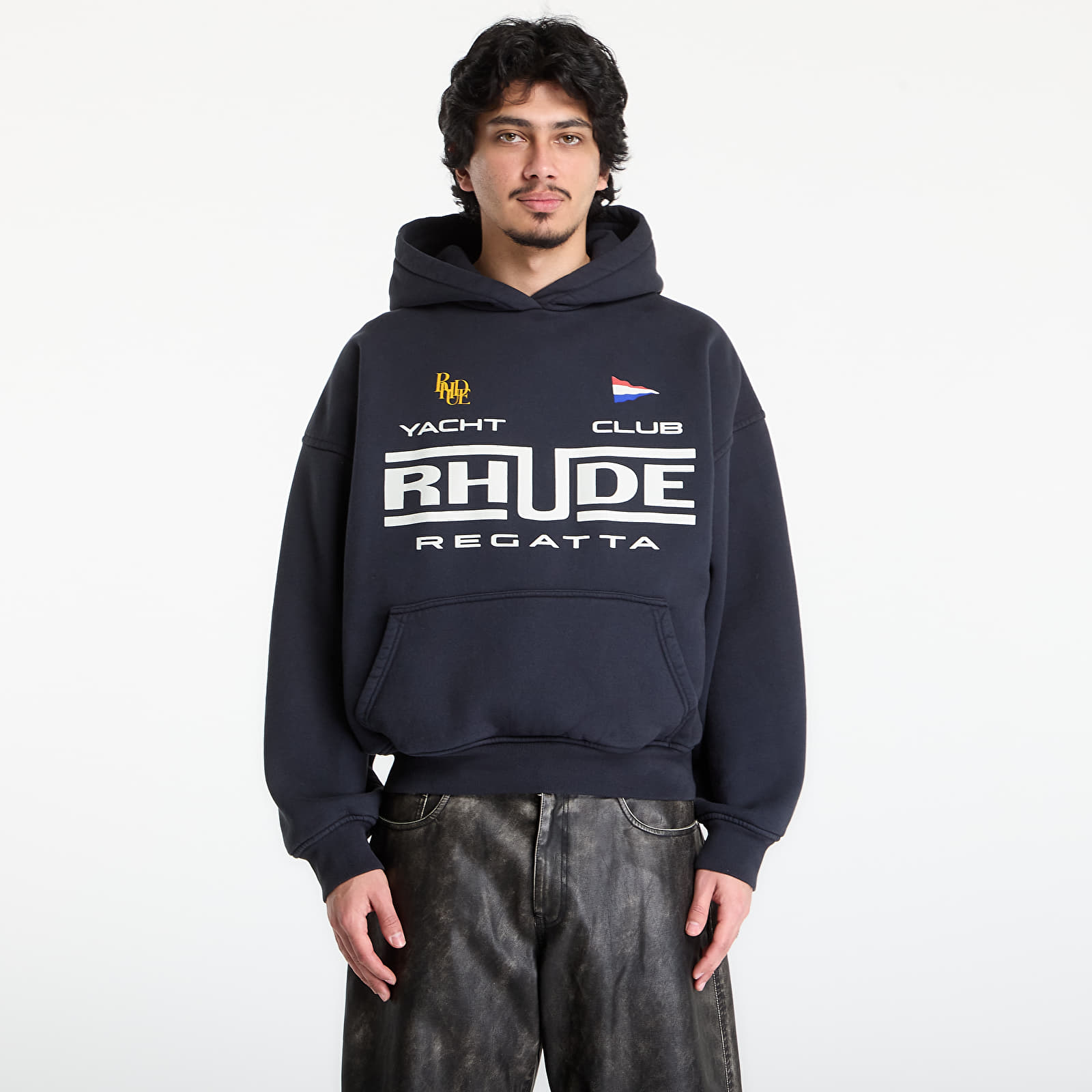 Pánske mikiny Rhude Regatta Club Hoodie Vintage Black/ White