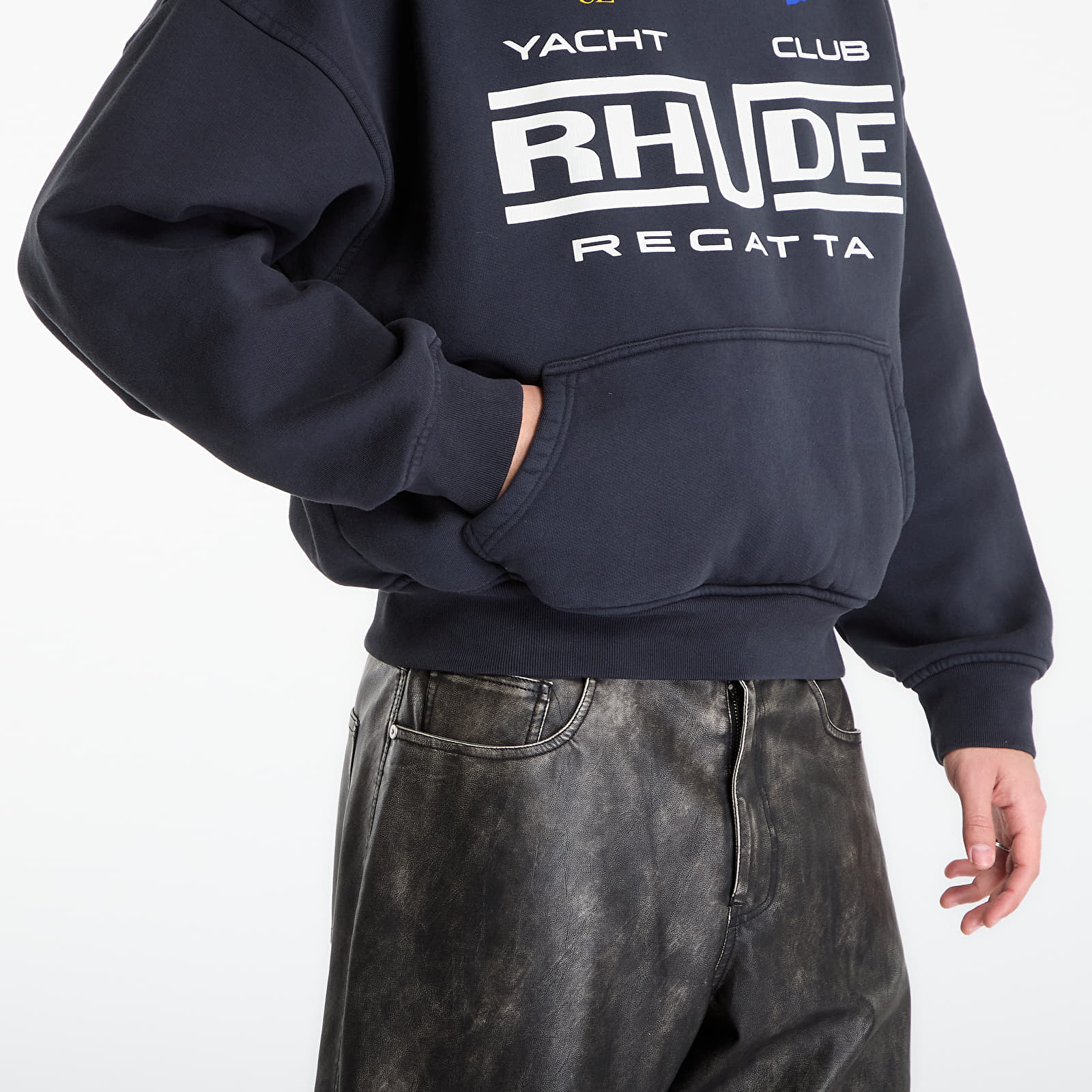 Pánske mikiny Rhude Regatta Club Hoodie Vintage Black/ White