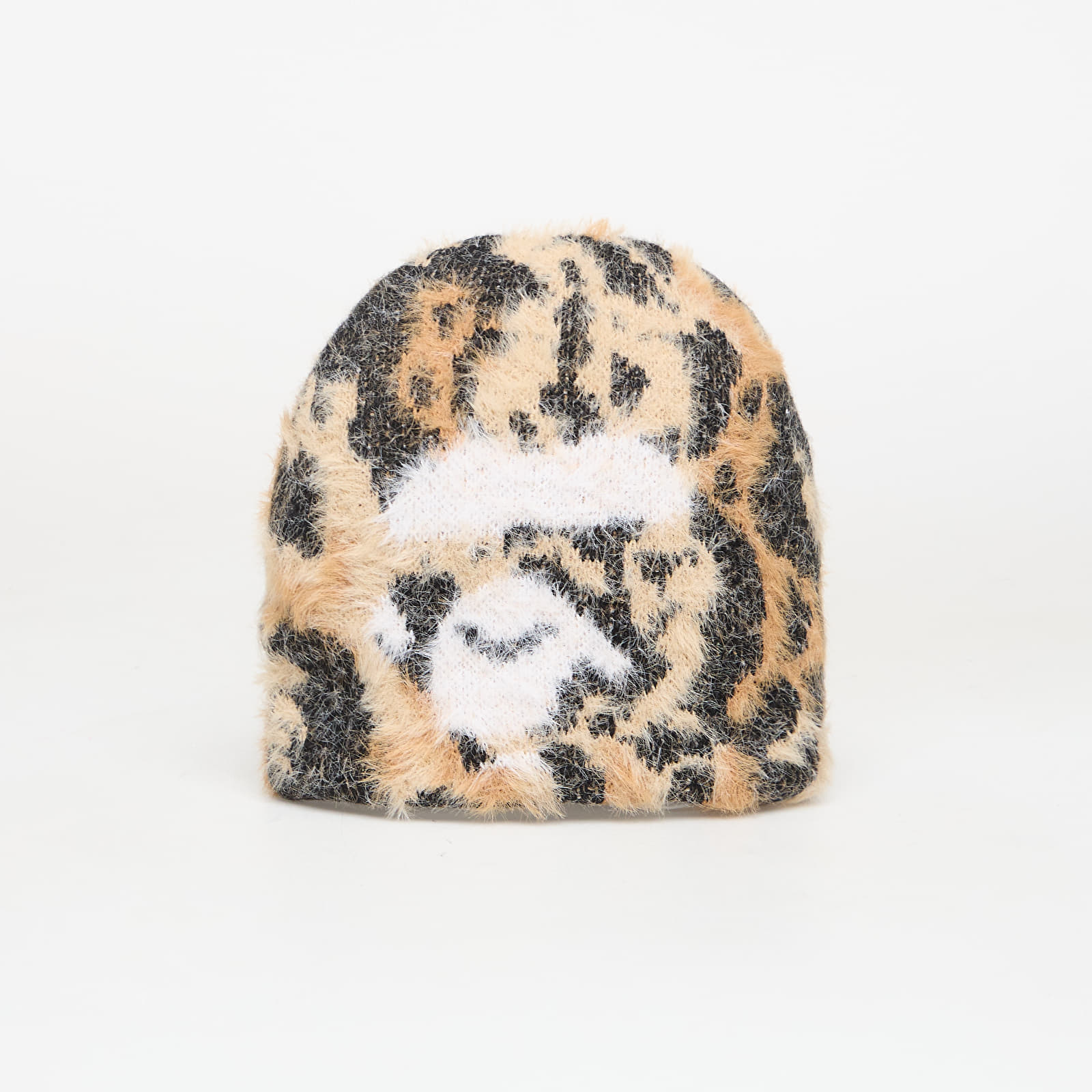 Mütsid A BATHING APE Wild Leopard Pattern Ape Face Knit Cap Beige