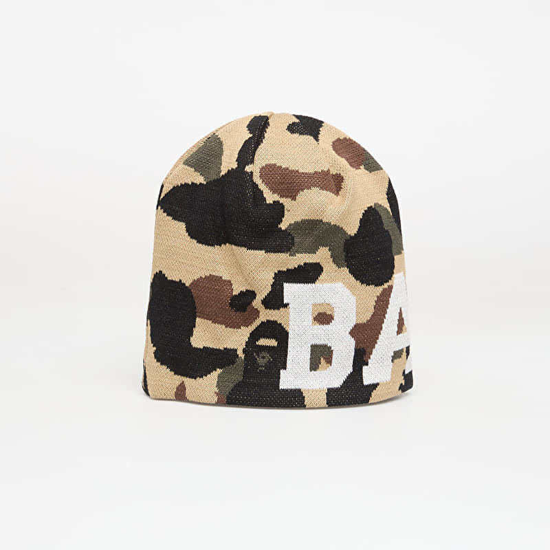 A BATHING APE 1St Camo Knit Cap Yellow