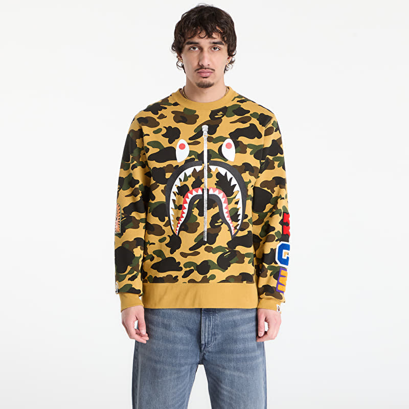 Mikina A BATHING APE 1St Camo Shark Crewneck Sweatshirt UNISEX Yellow