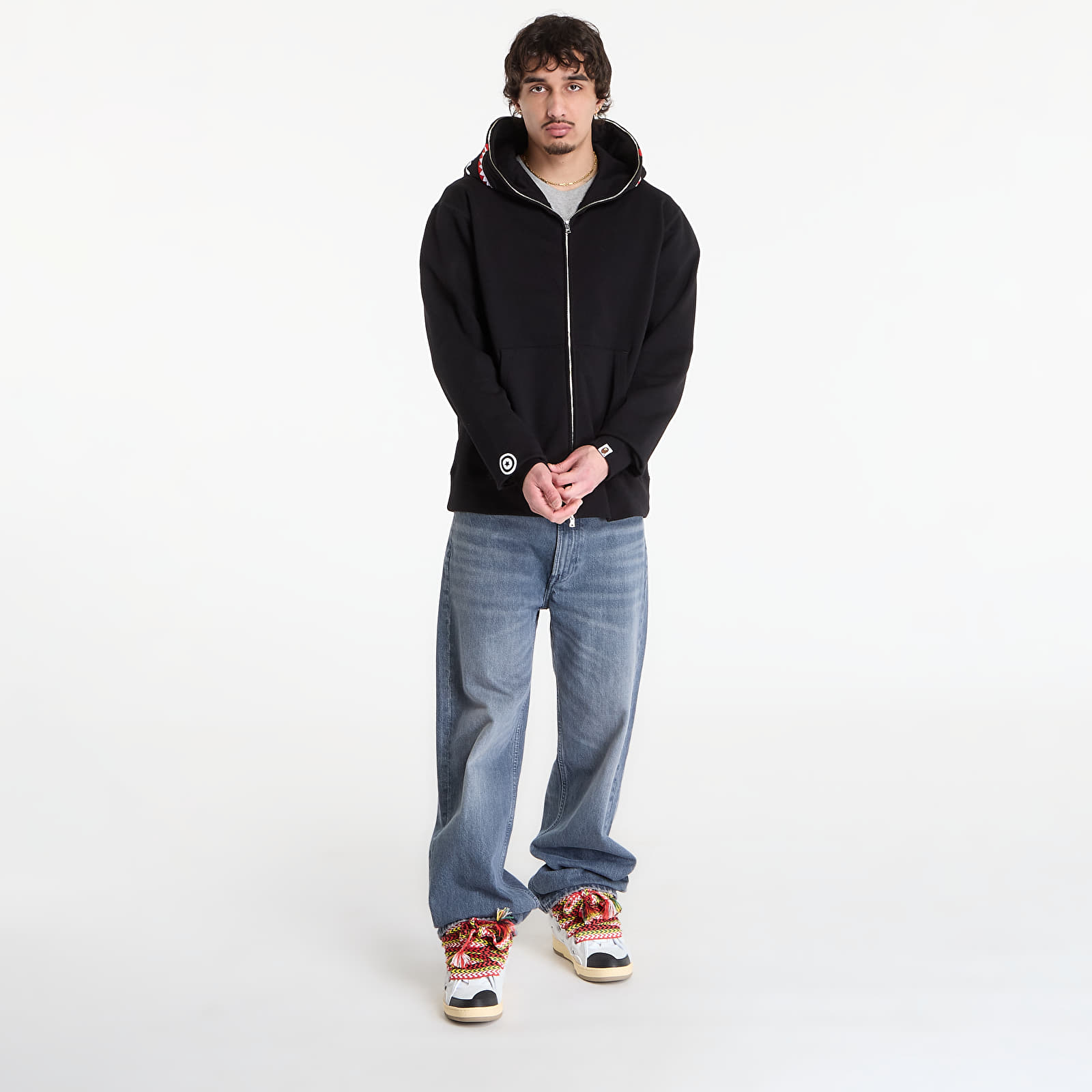 Kapuutsikud ja kampsunid A BATHING APE Shark Full Zip Hoodie UNISEX Black