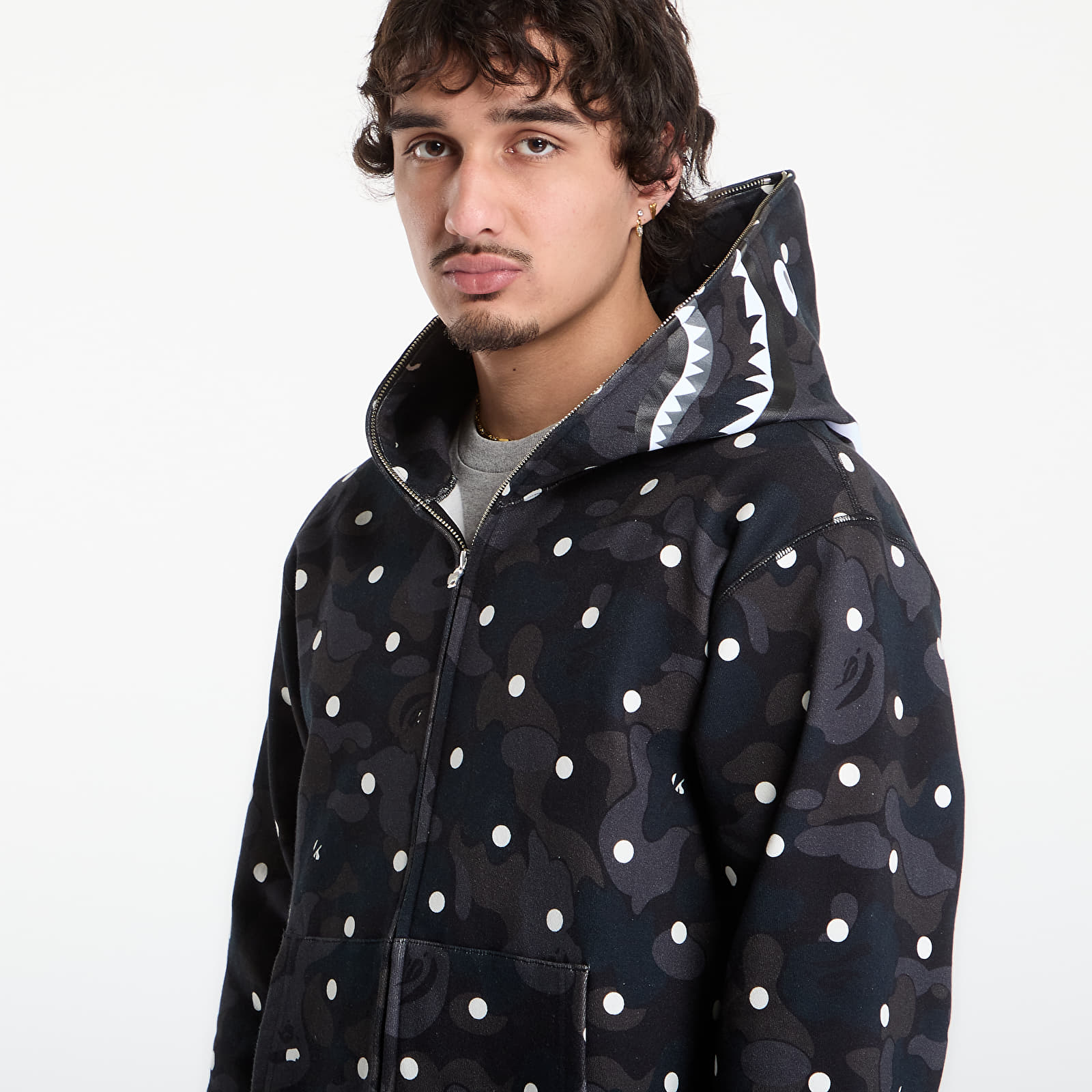 Kapuutsikud ja kampsunid A BATHING APE Abc Dot Shark Full Zip Hoodie UNISEX Black