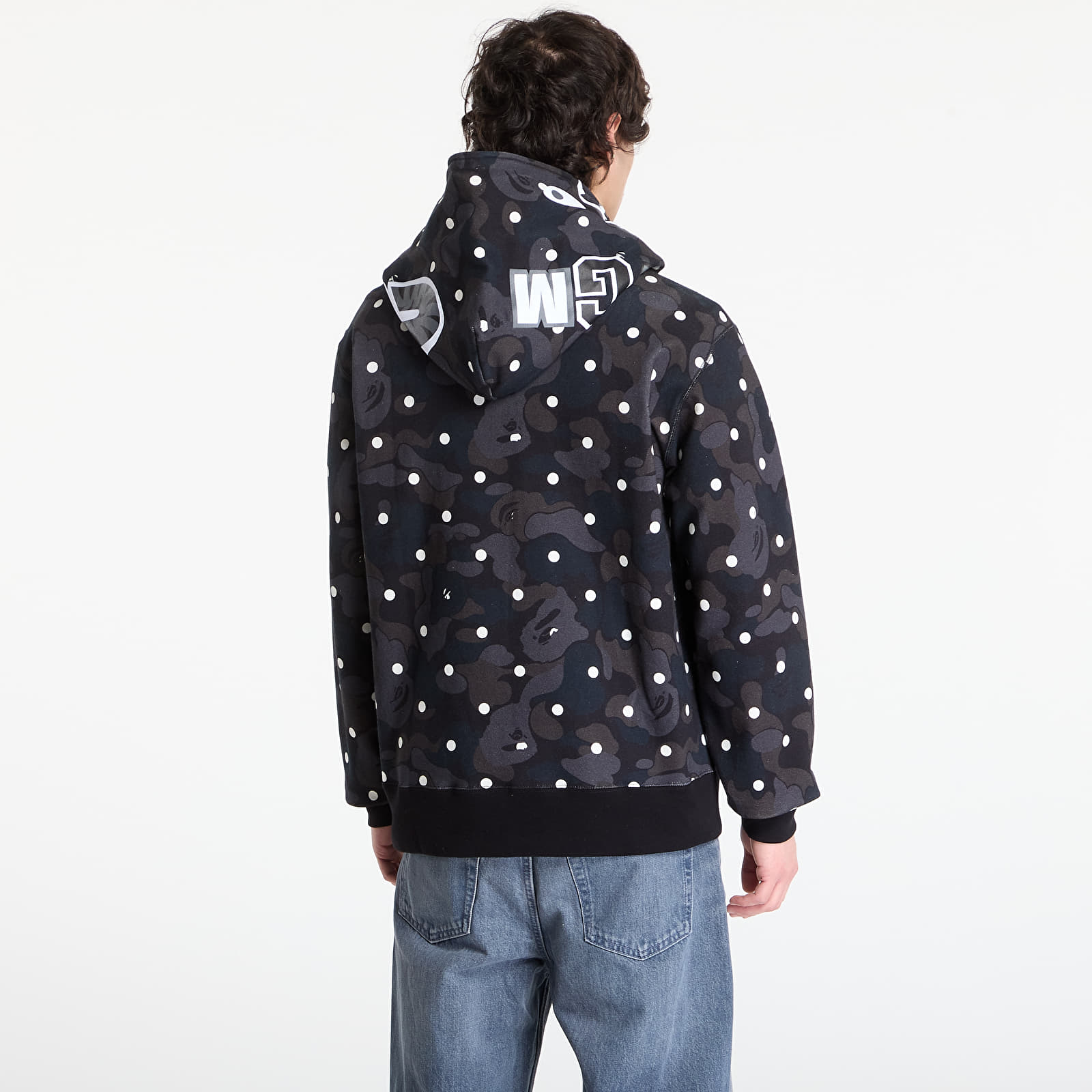 Kapuutsikud ja kampsunid A BATHING APE Abc Dot Shark Full Zip Hoodie UNISEX Black