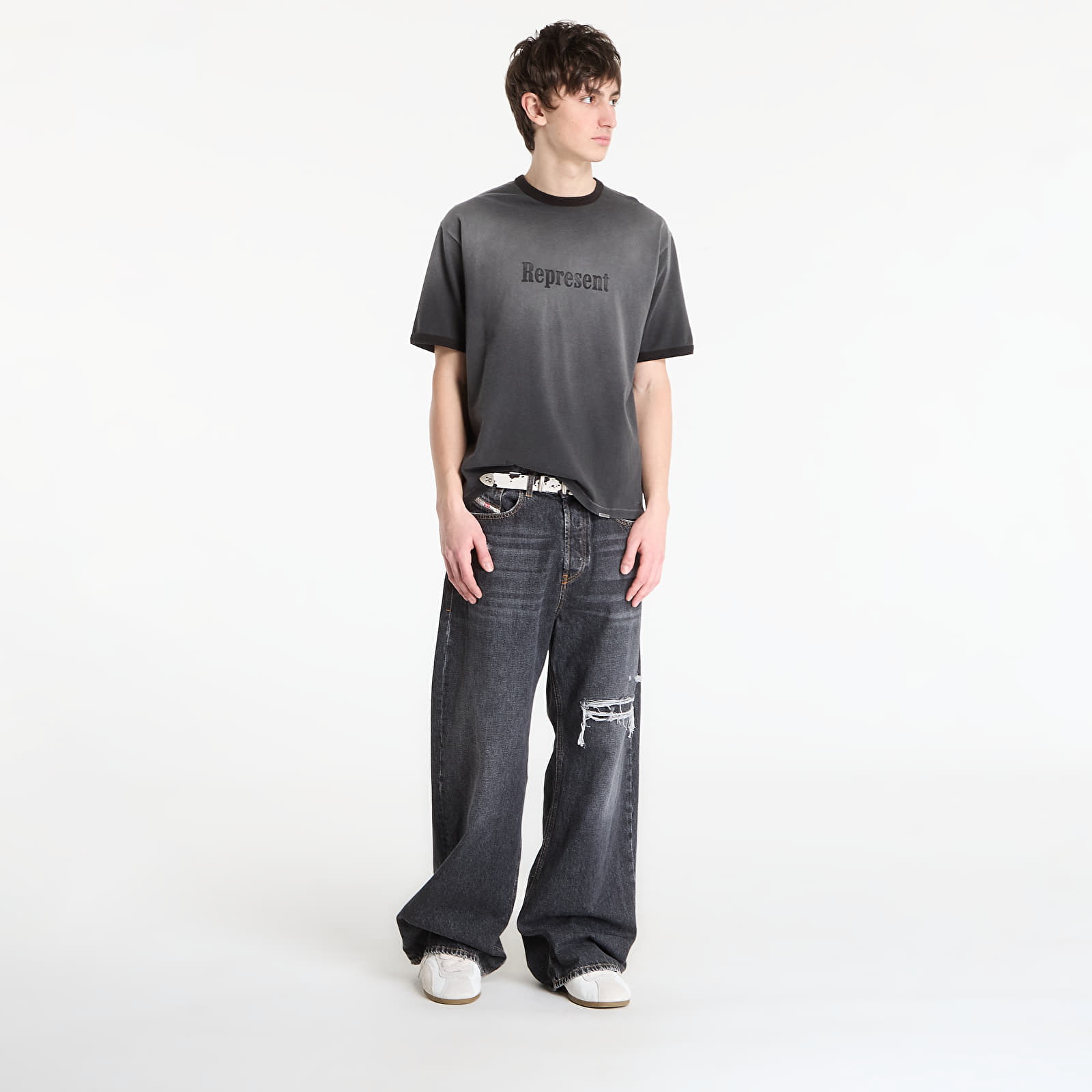 Trička REPRESENT Ringer T-Shirt UNISEX Stained Black