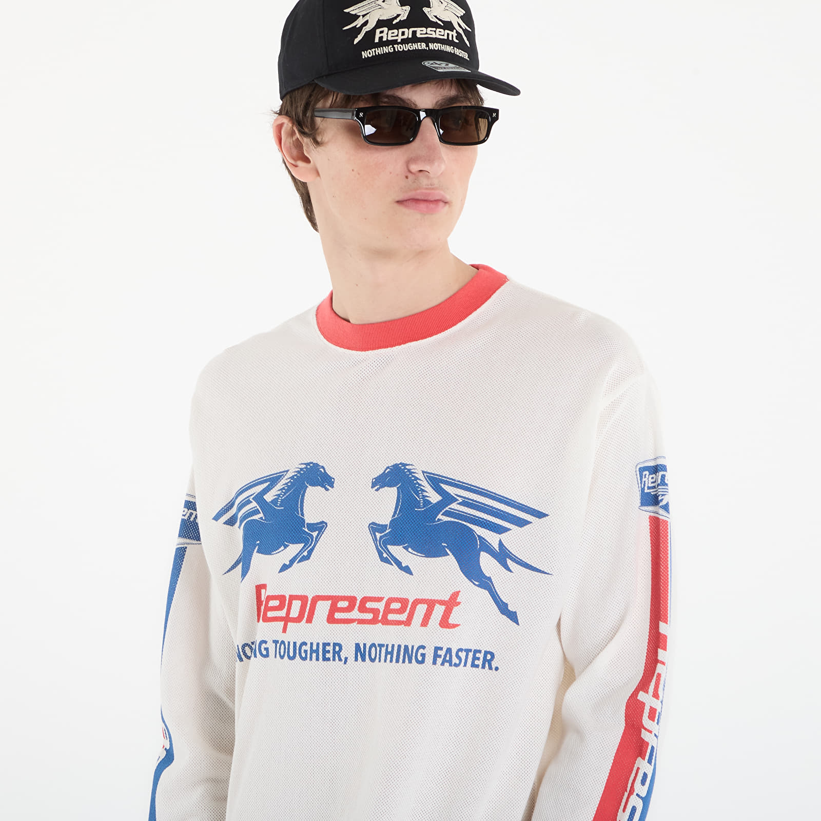 Ανδρικά μπλουζάκια REPRESENT Mesh Pegasus Long Sleeve T-Shirt UNISEX Flat White