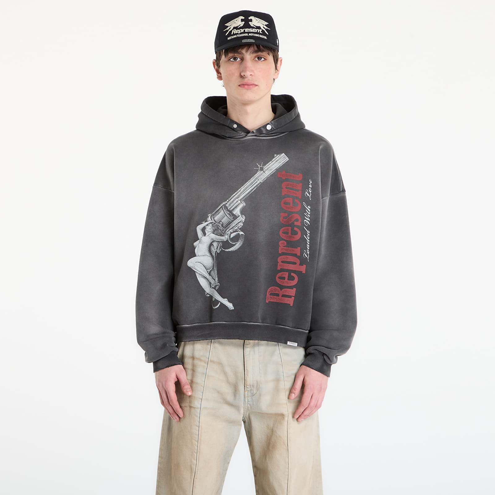 Суитшърт REPRESENT Loaded With Love Hoodie UNISEX Stained Black S