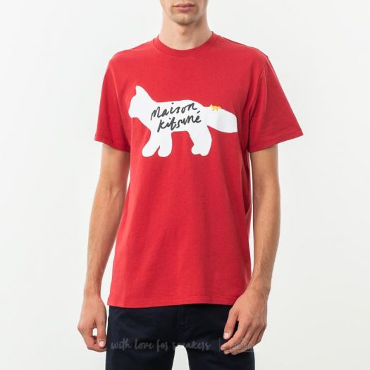 MAISON KITSUNÉ Fox Handwriting Shortsleeve Tee Red | Footshop