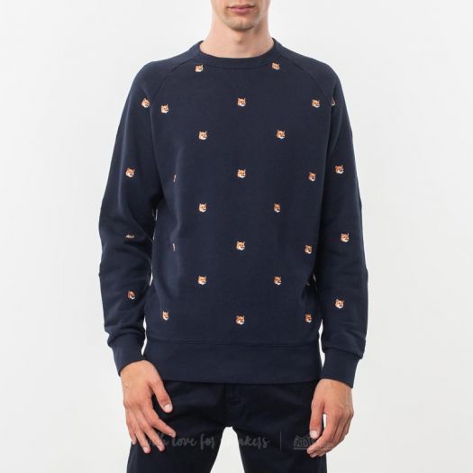 MAISON KITSUNÉ All Over Fox Head Patch Sweatshirt Navy | Footshop