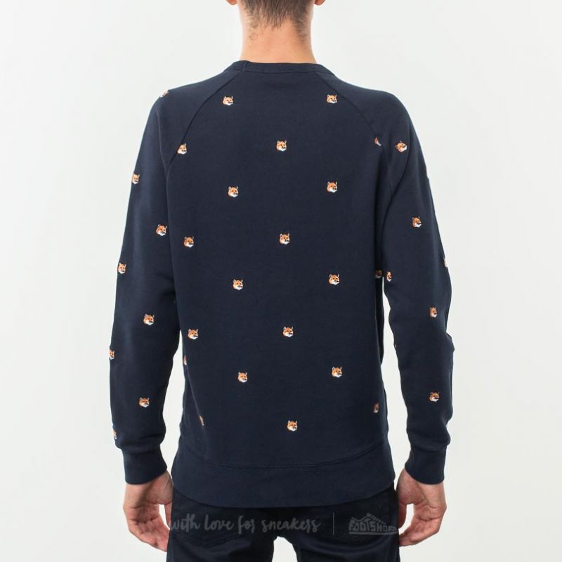 MAISON KITSUNÉ All Over Fox Head Patch Sweatshirt Navy | Footshop