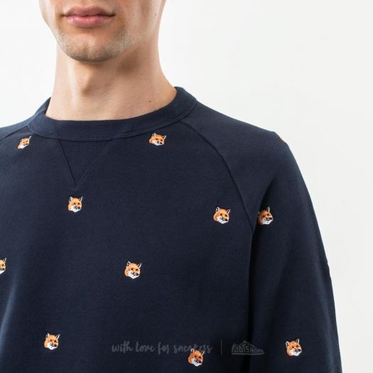MAISON KITSUNÉ All Over Fox Head Patch Sweatshirt Navy | Footshop