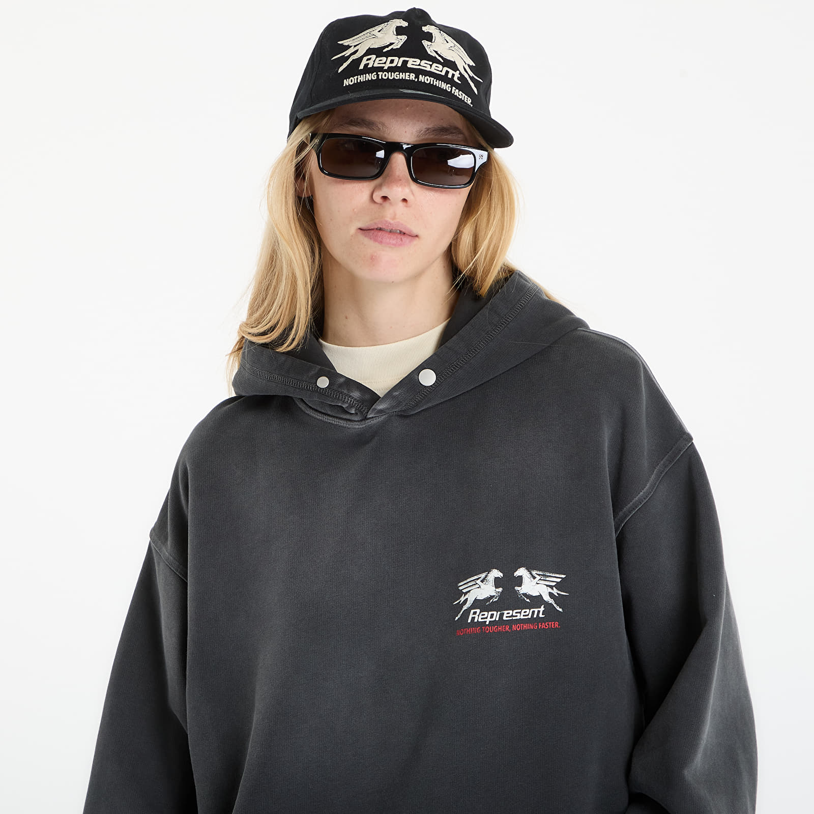 Pánské mikiny REPRESENT 24 Hour Service Hoodie UNISEX Stained Black