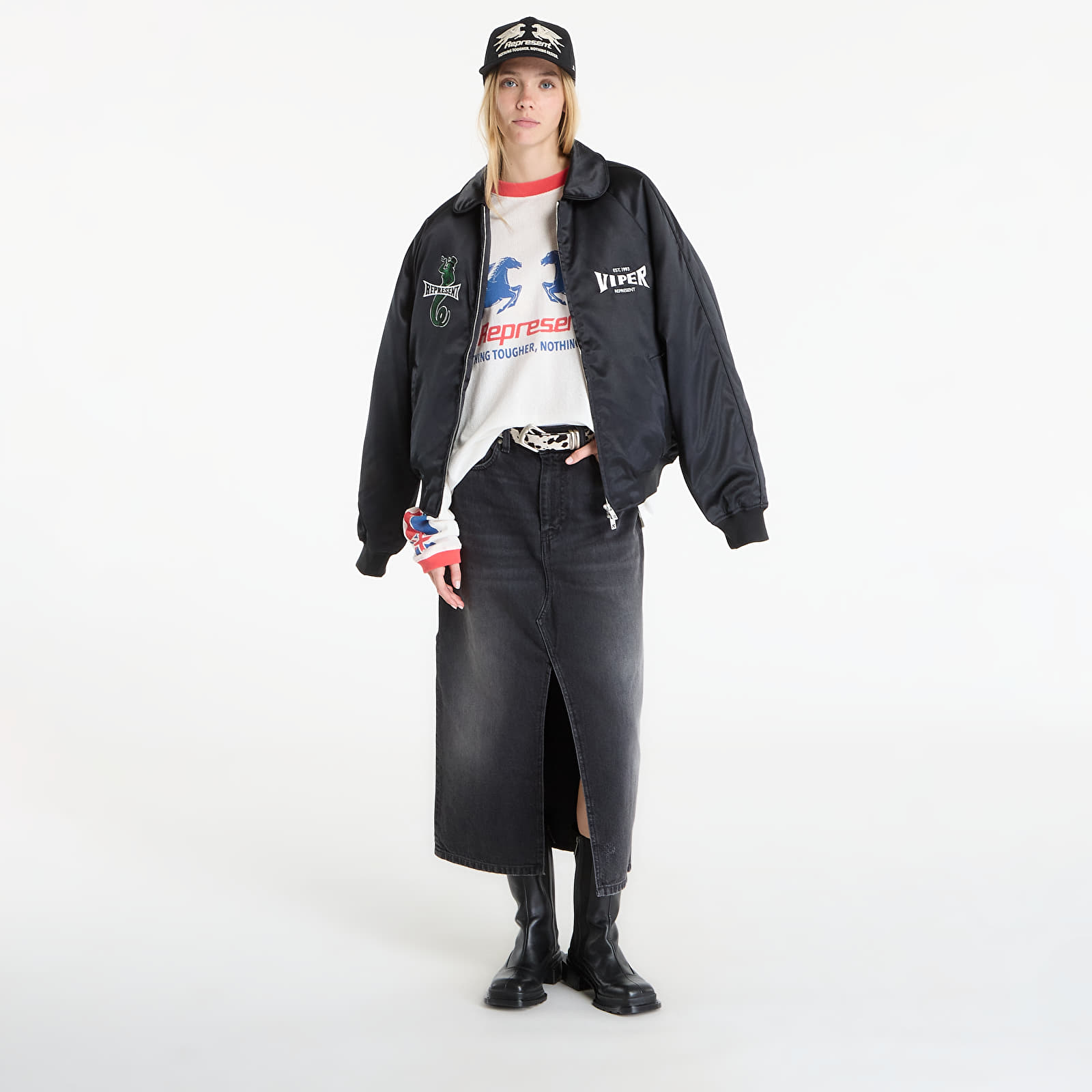 Pánské bundy REPRESENT Viper Souvenier Jacket UNISEX Jet Black