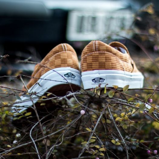 Vans Classic Slip On California Washed Herringbone Inca Gold Check