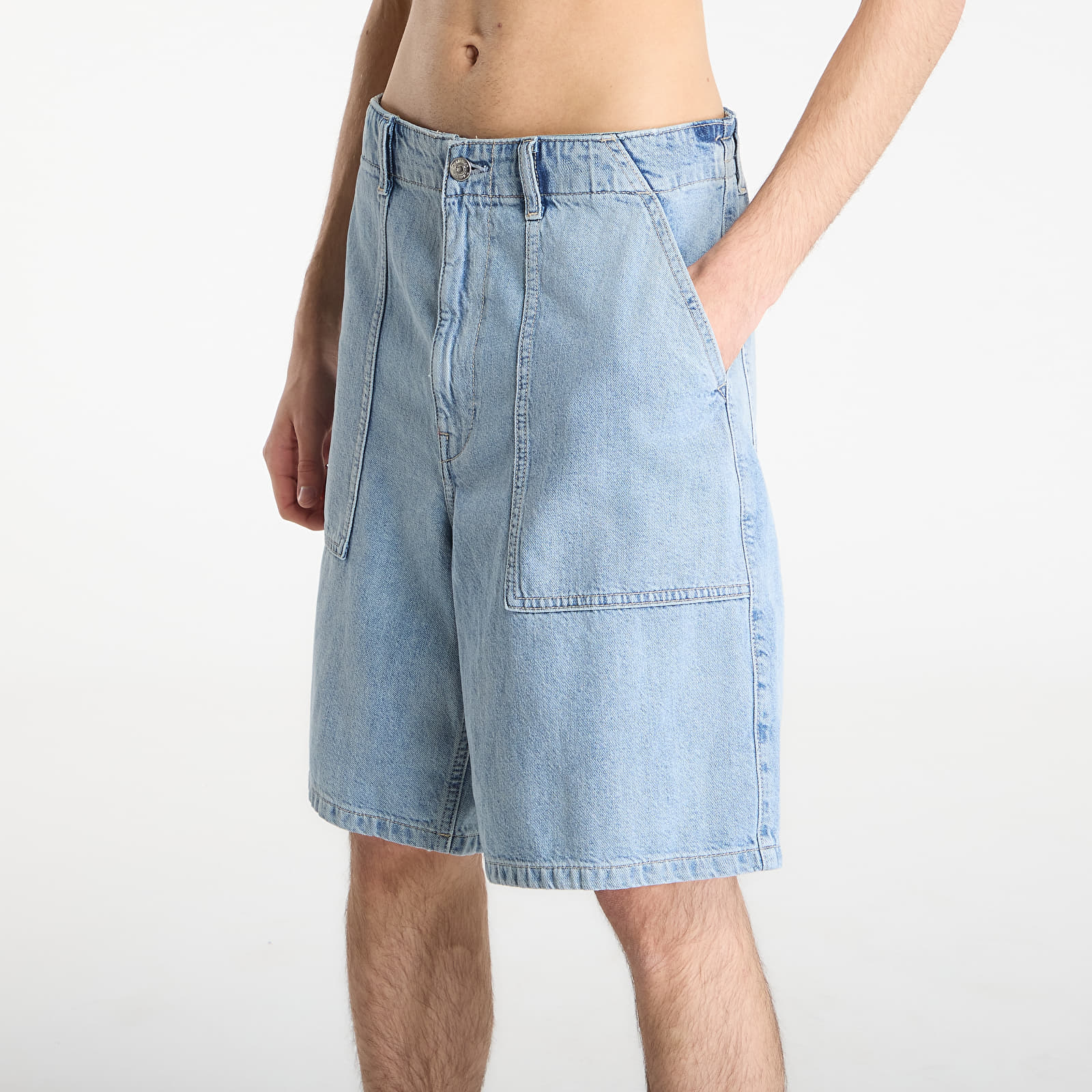 Calções Calvin Klein Jeans Linen Denim Utlity Shorts Blue