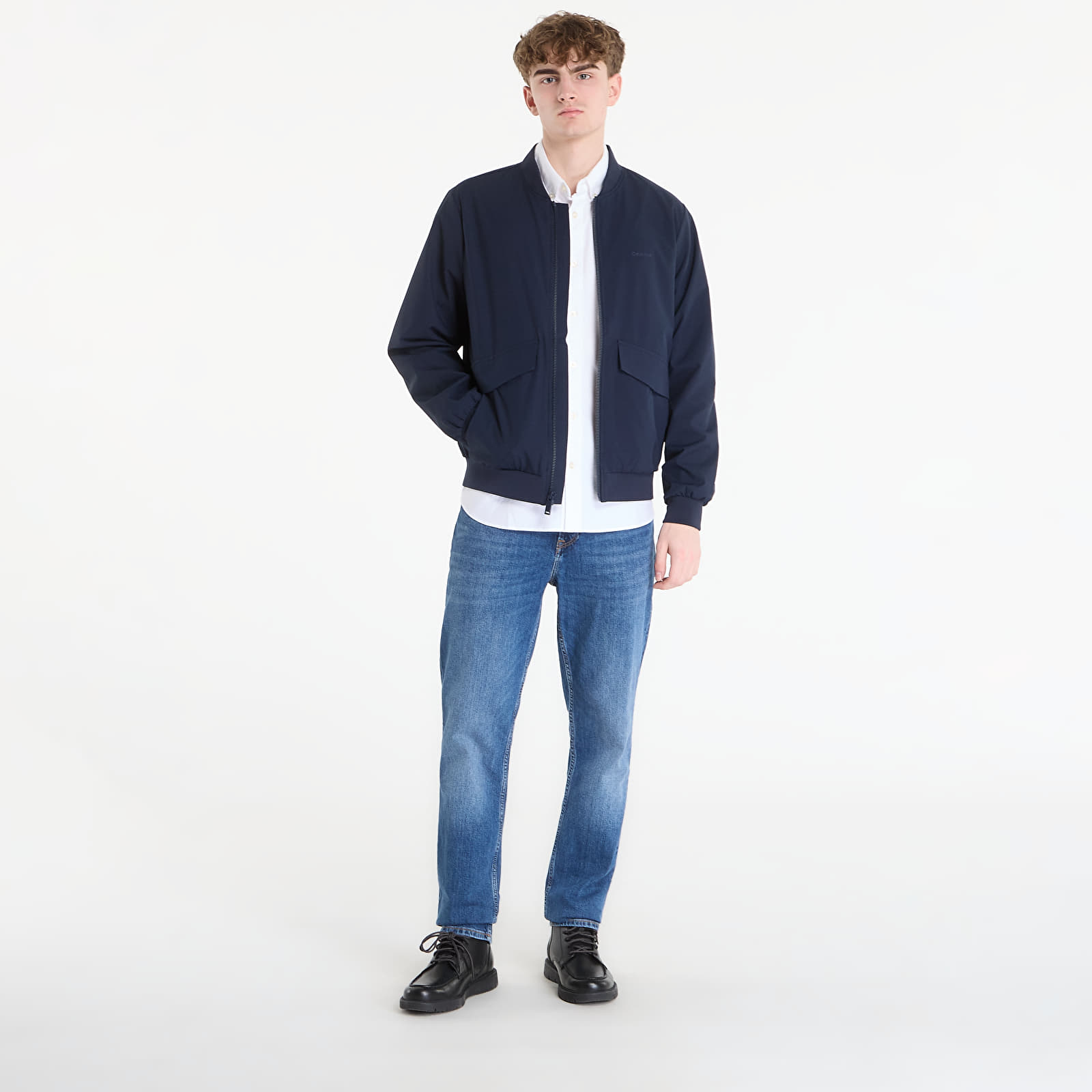 Pánské bundy Calvin Klein Ls Soft Tech Bomber Jacket Dark Sapphire