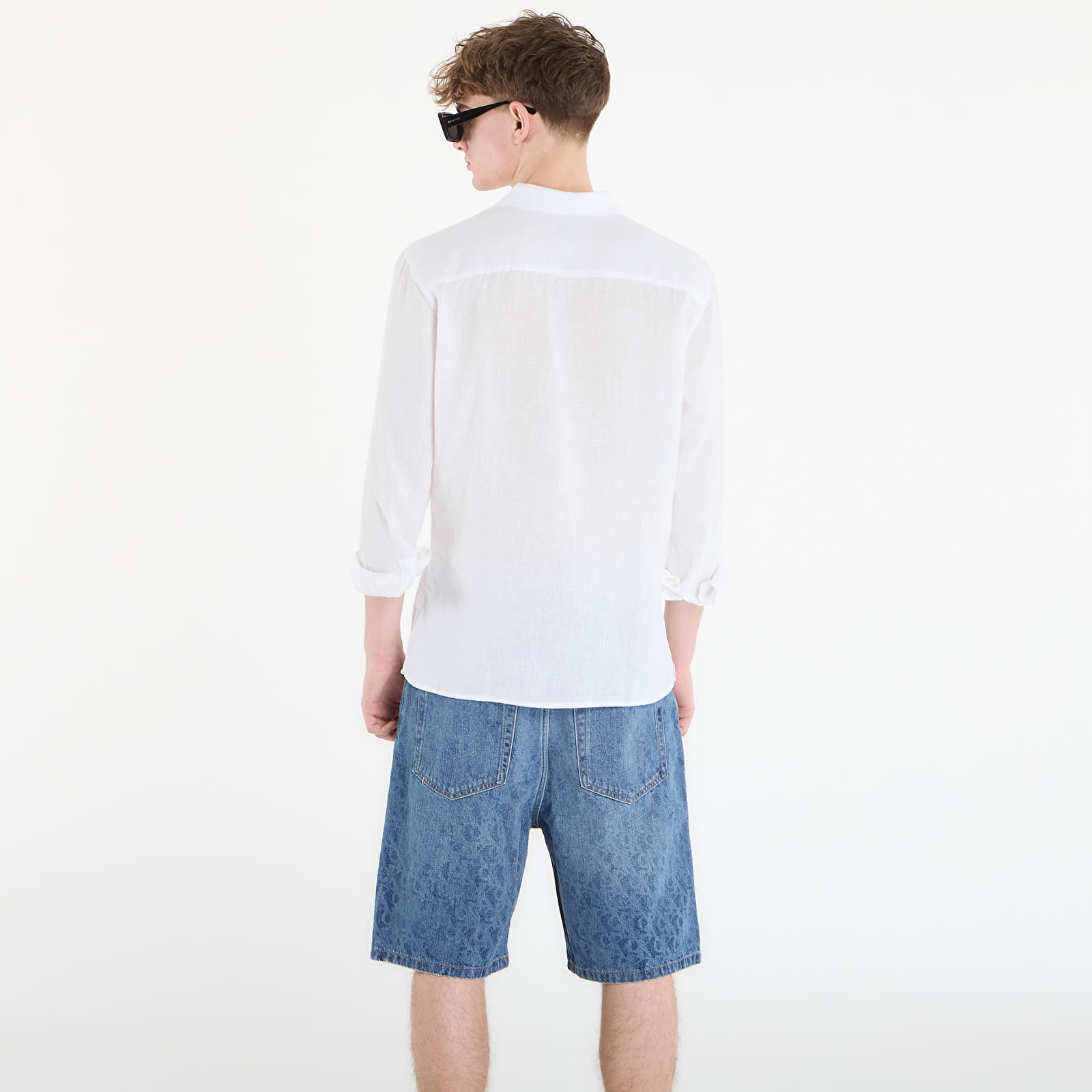 Muške majice Calvin Klein Ls Solid Linen Classic Shirt White