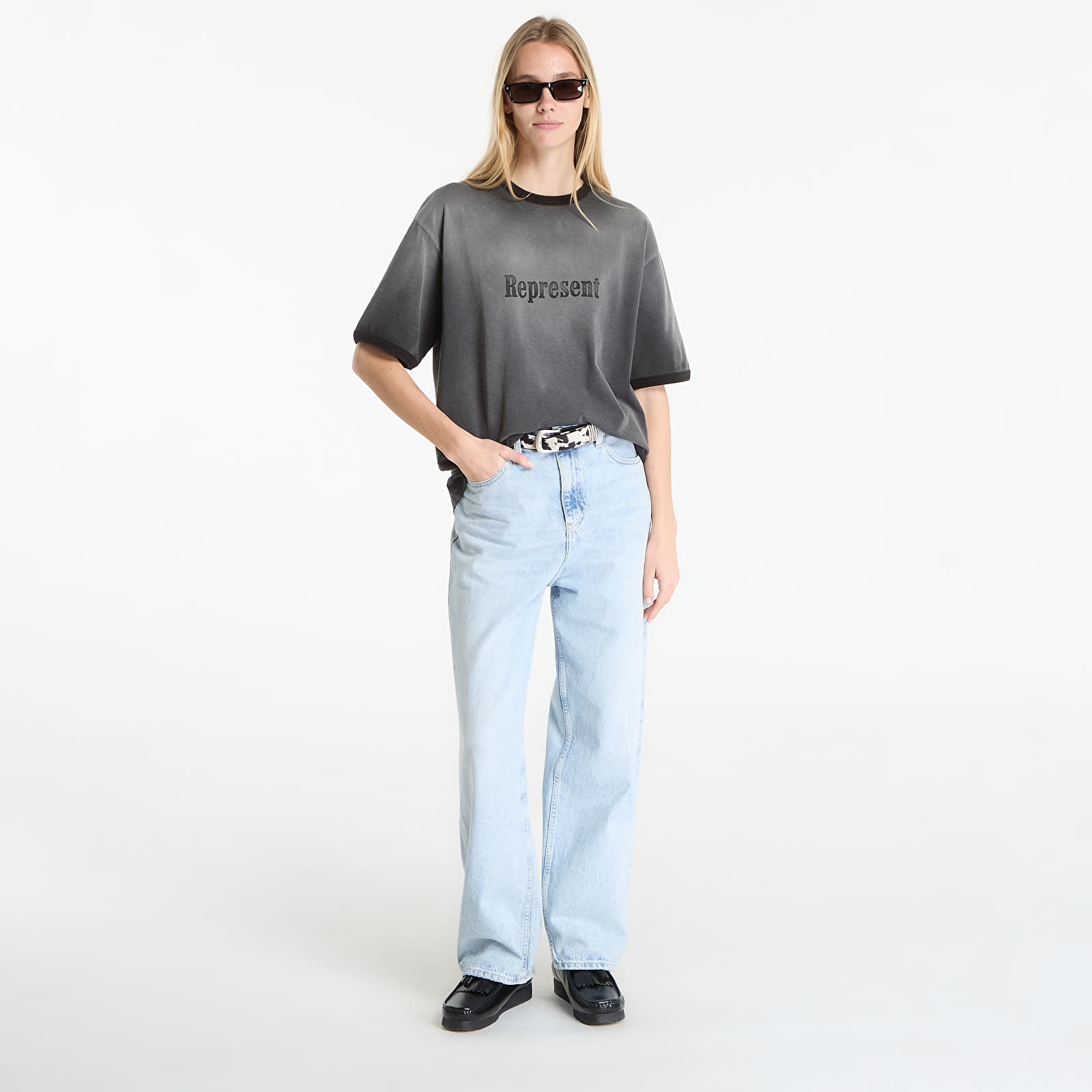 Trička REPRESENT Ringer T-Shirt UNISEX Stained Black