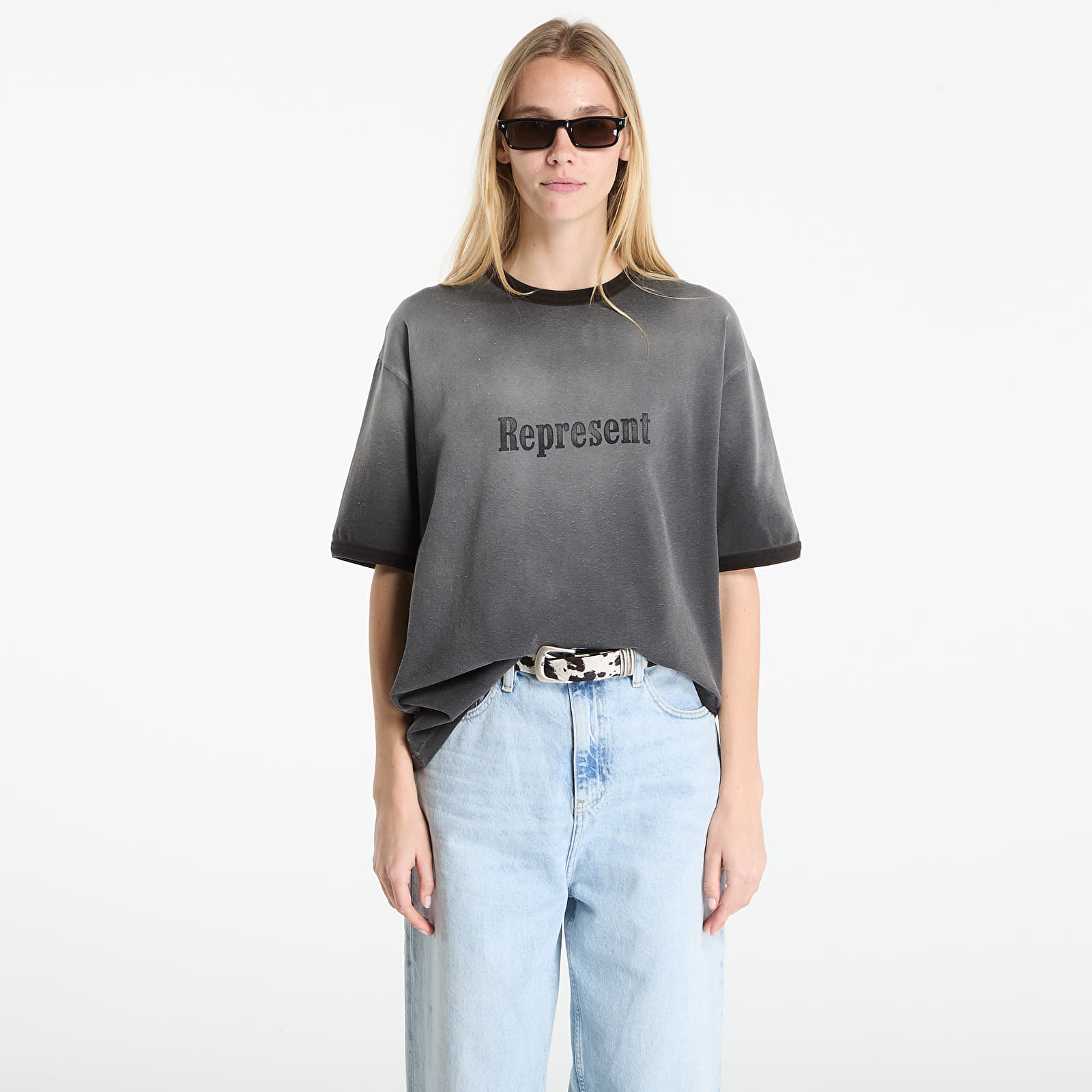 Trička REPRESENT Ringer T-Shirt UNISEX Stained Black