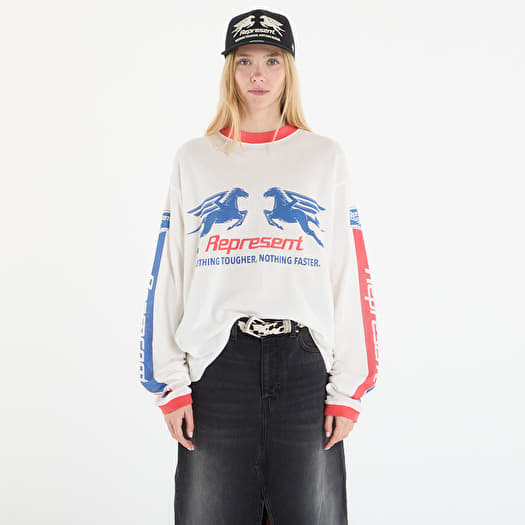T-Shirt REPRESENT Mesh Pegasus Long Sleeve T-Shirt UNISEX Flat White