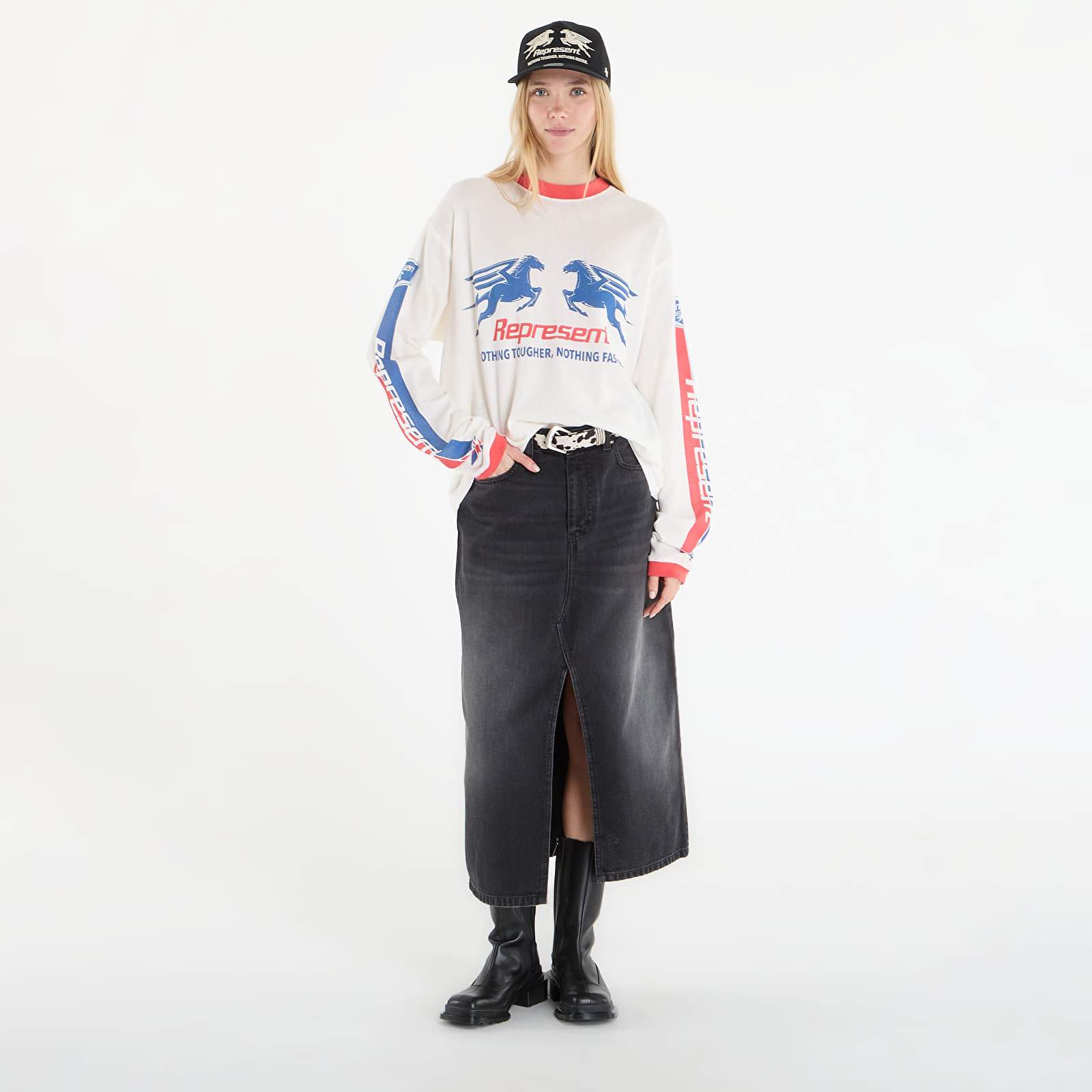 Ανδρικά μπλουζάκια REPRESENT Mesh Pegasus Long Sleeve T-Shirt UNISEX Flat White