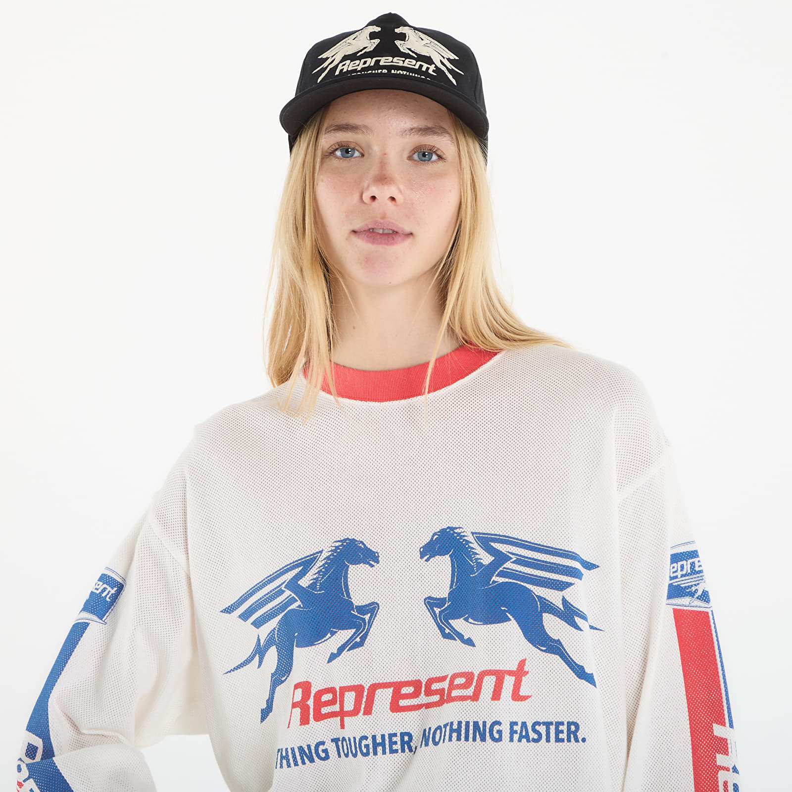 Ανδρικά μπλουζάκια REPRESENT Mesh Pegasus Long Sleeve T-Shirt UNISEX Flat White