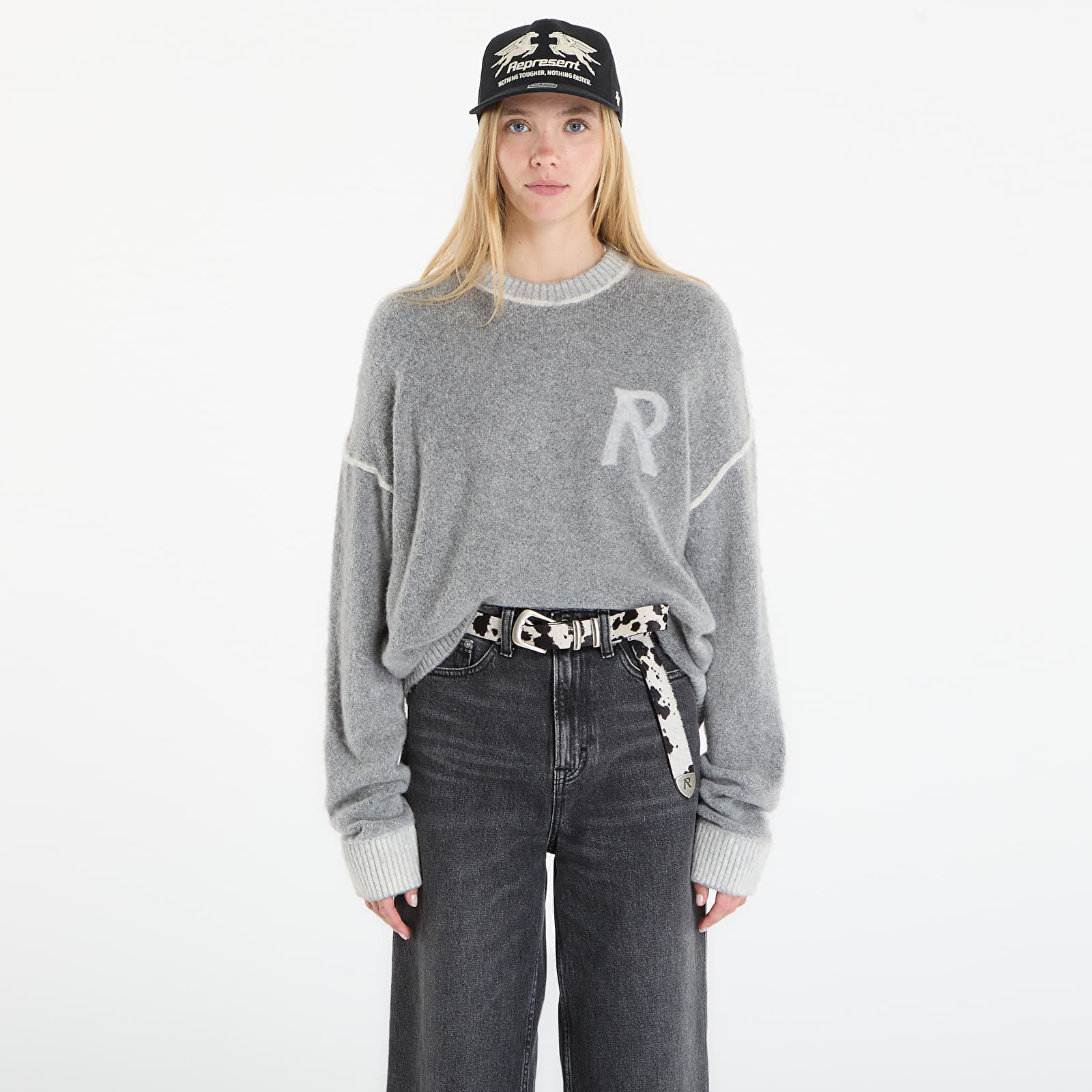 Ανδρικά μπλουζάκια REPRESENT Laurel Knit Sweatshirt UNISEX Sun Fade Grey