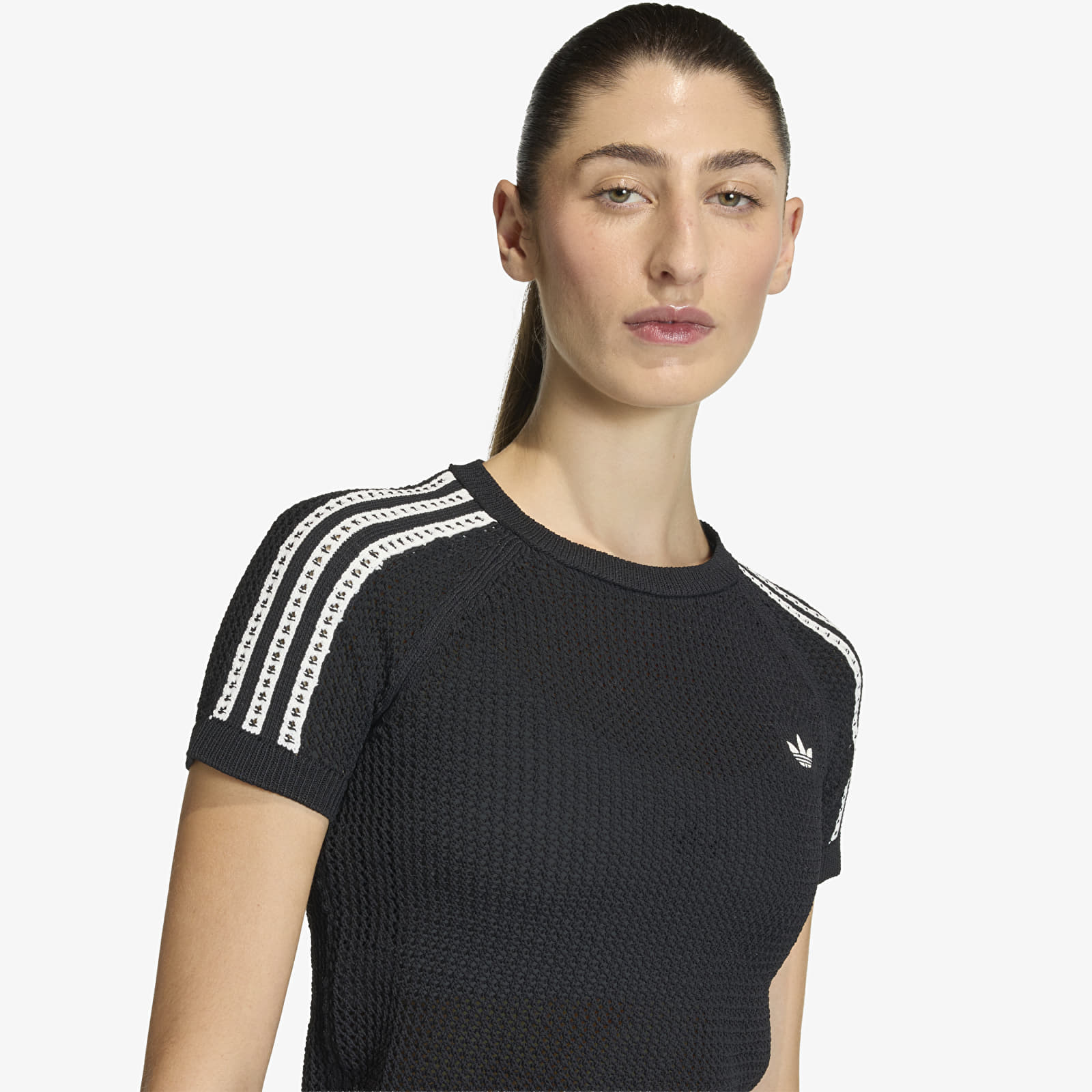 Women's T-shirts adidas Knitted Crochet Cali T-Shirt Black