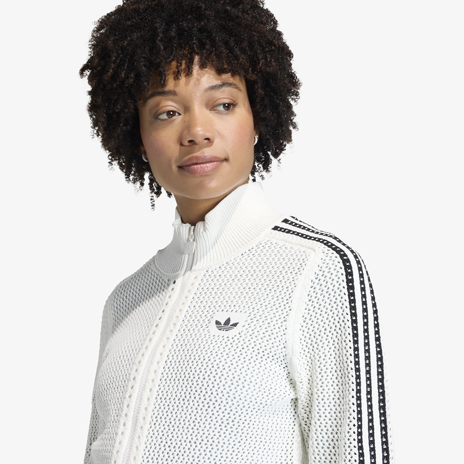 Hoodies für Frauen adidas Knitted Crochet Firebird Track Top Off White