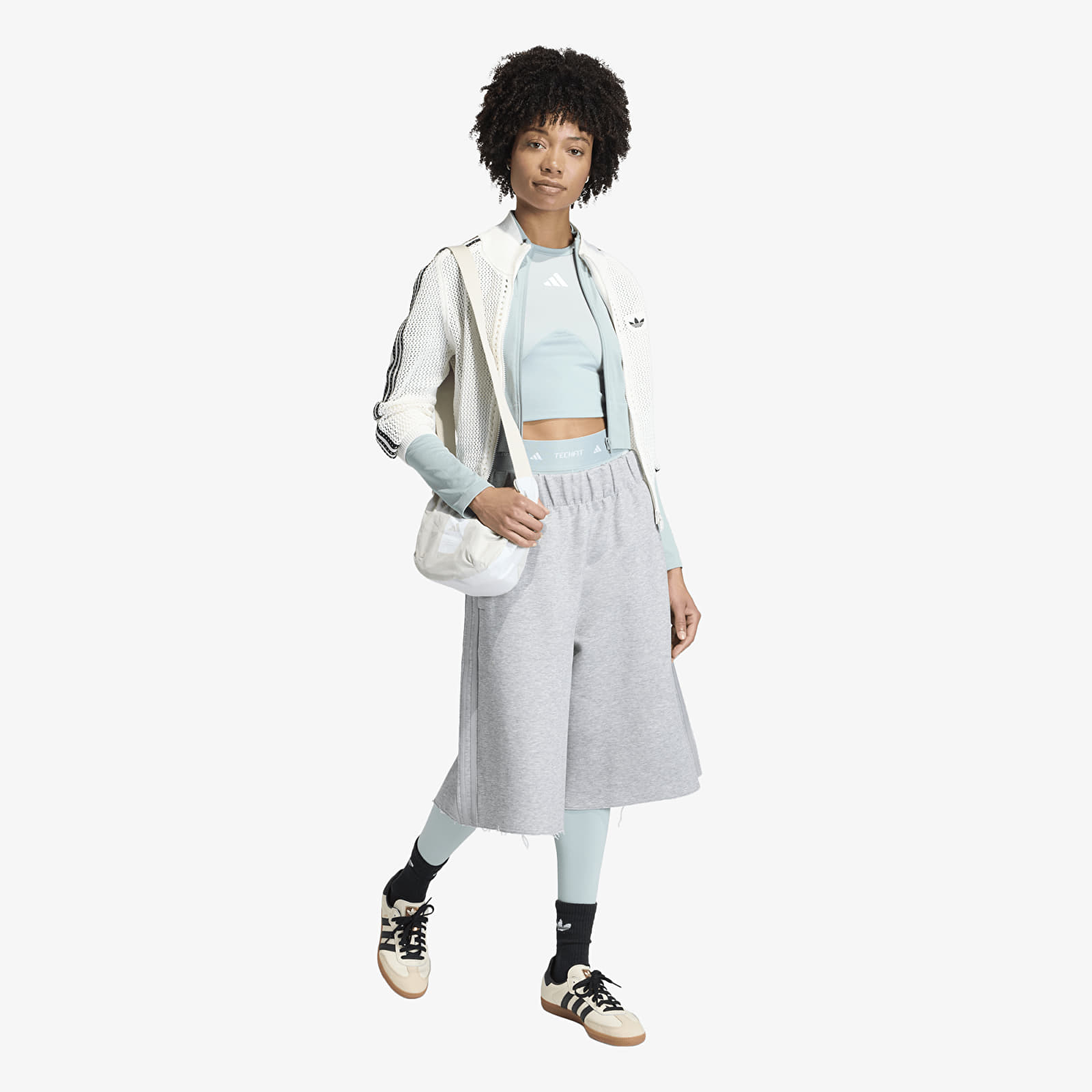 Hoodies für Frauen adidas Knitted Crochet Firebird Track Top Off White