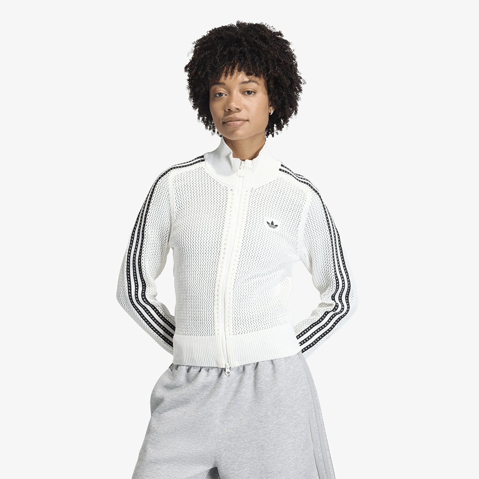 Суитшърт adidas Knitted Crochet Firebird Track Top Off White S