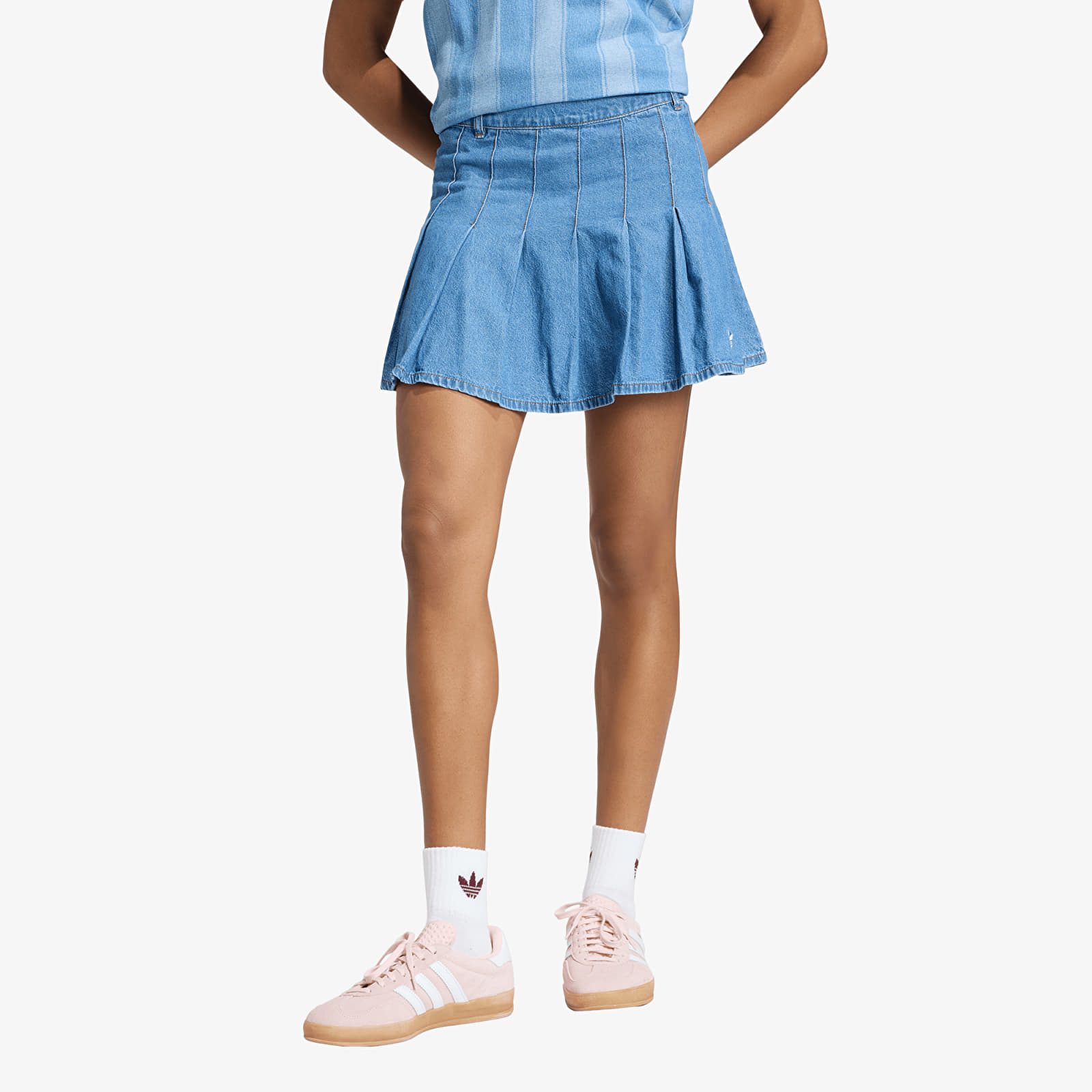 Γυναικείες φούστες adidas Denim Pleated Skirt Indigo Denim