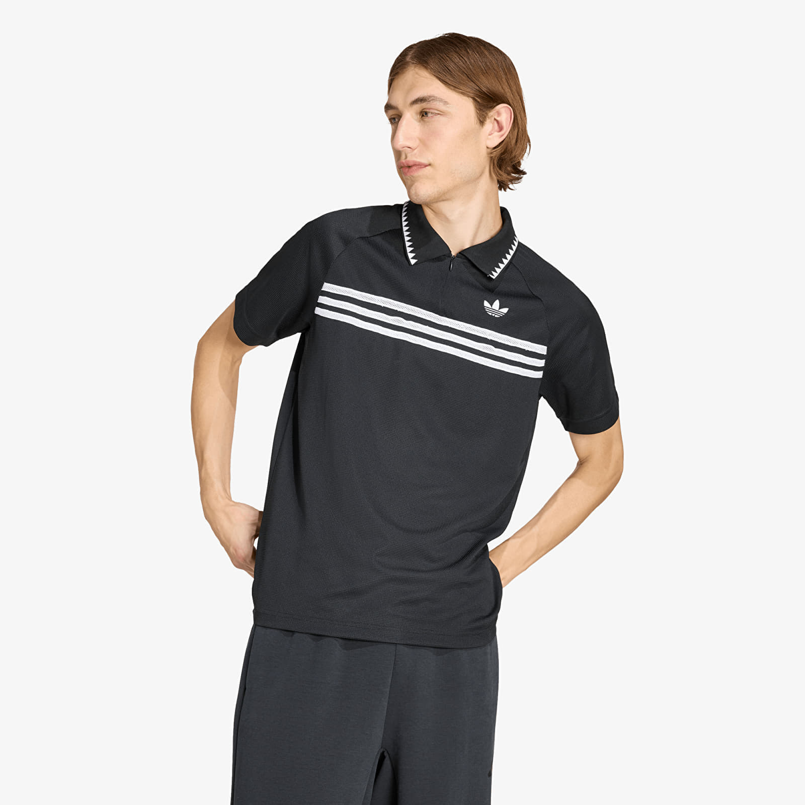 Тениска adidas Chest Stripes Slim Polo Black XXL