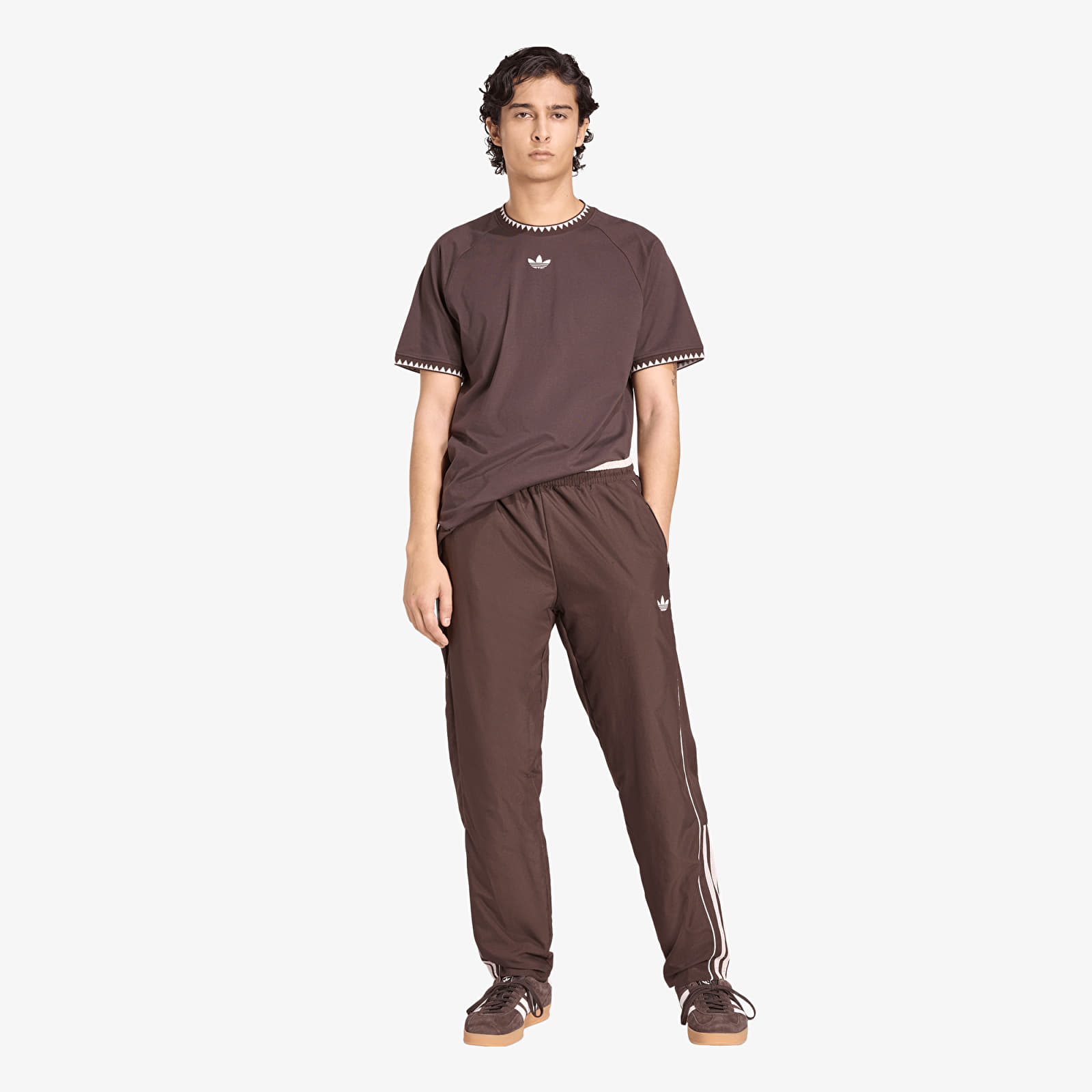 Men's T-shirts adidas Chest Stripes Engineered Collar T-Shirt Aurora Coffee