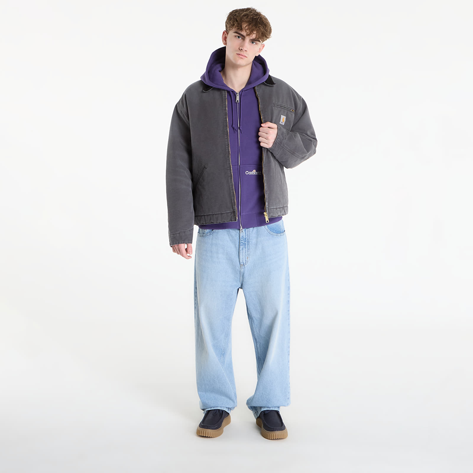 Luvtröjor för män Carhartt WIP Hooded WIP Label Sweat Jacket UNISEX Calla